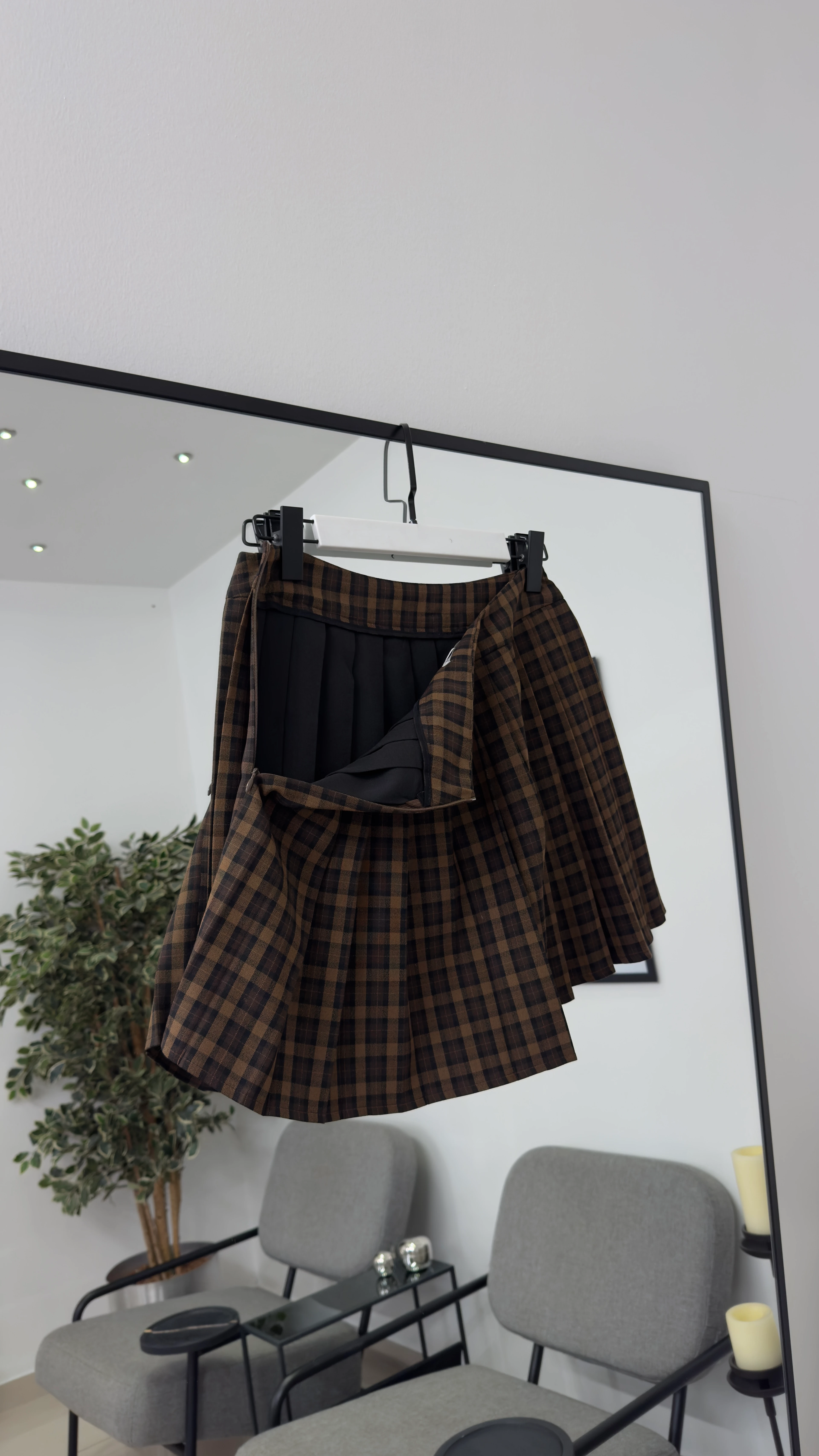 Ekose Kahve Pilili Etek