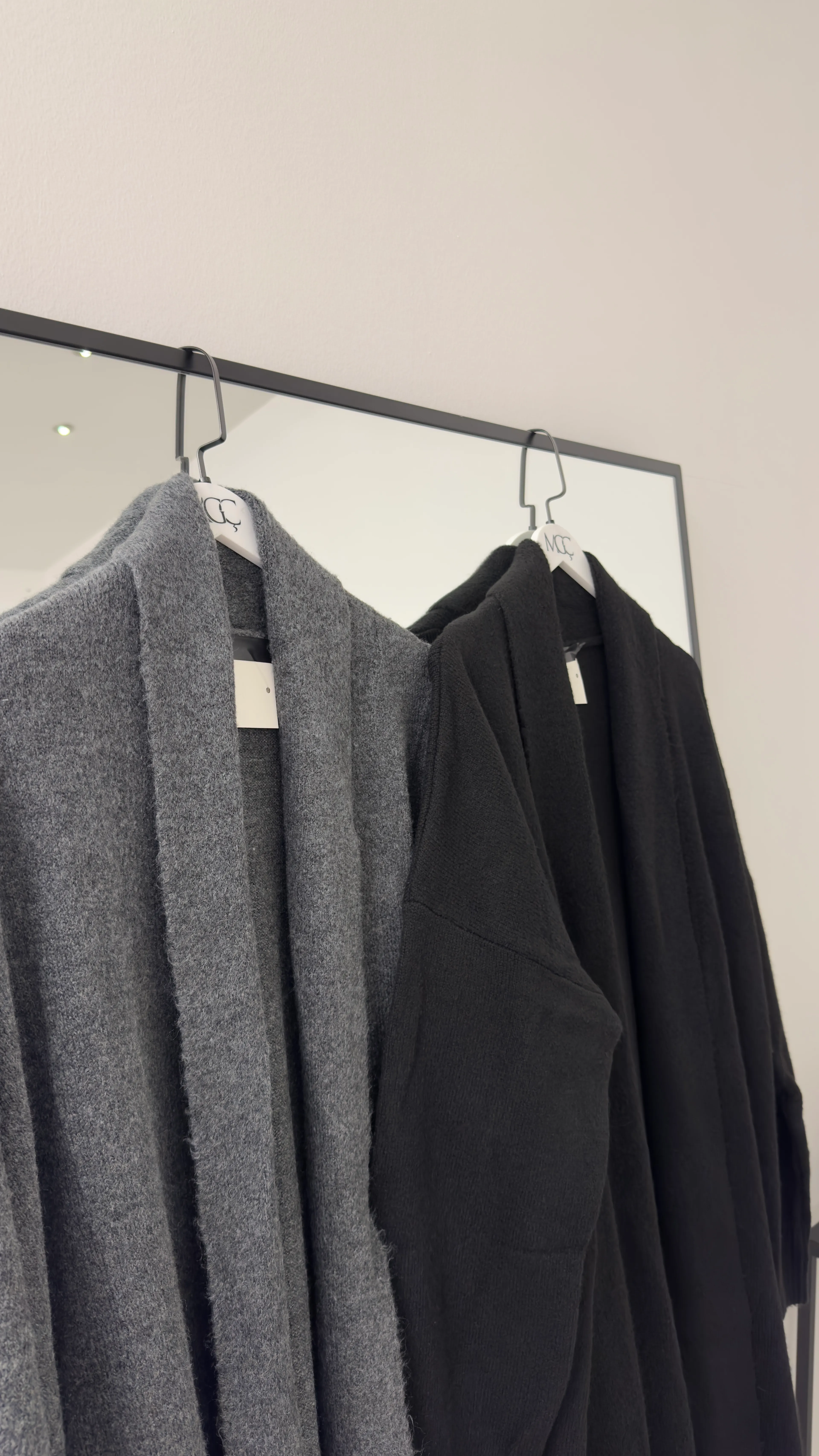 Uzun Triko Hırka - Gri/Siyah