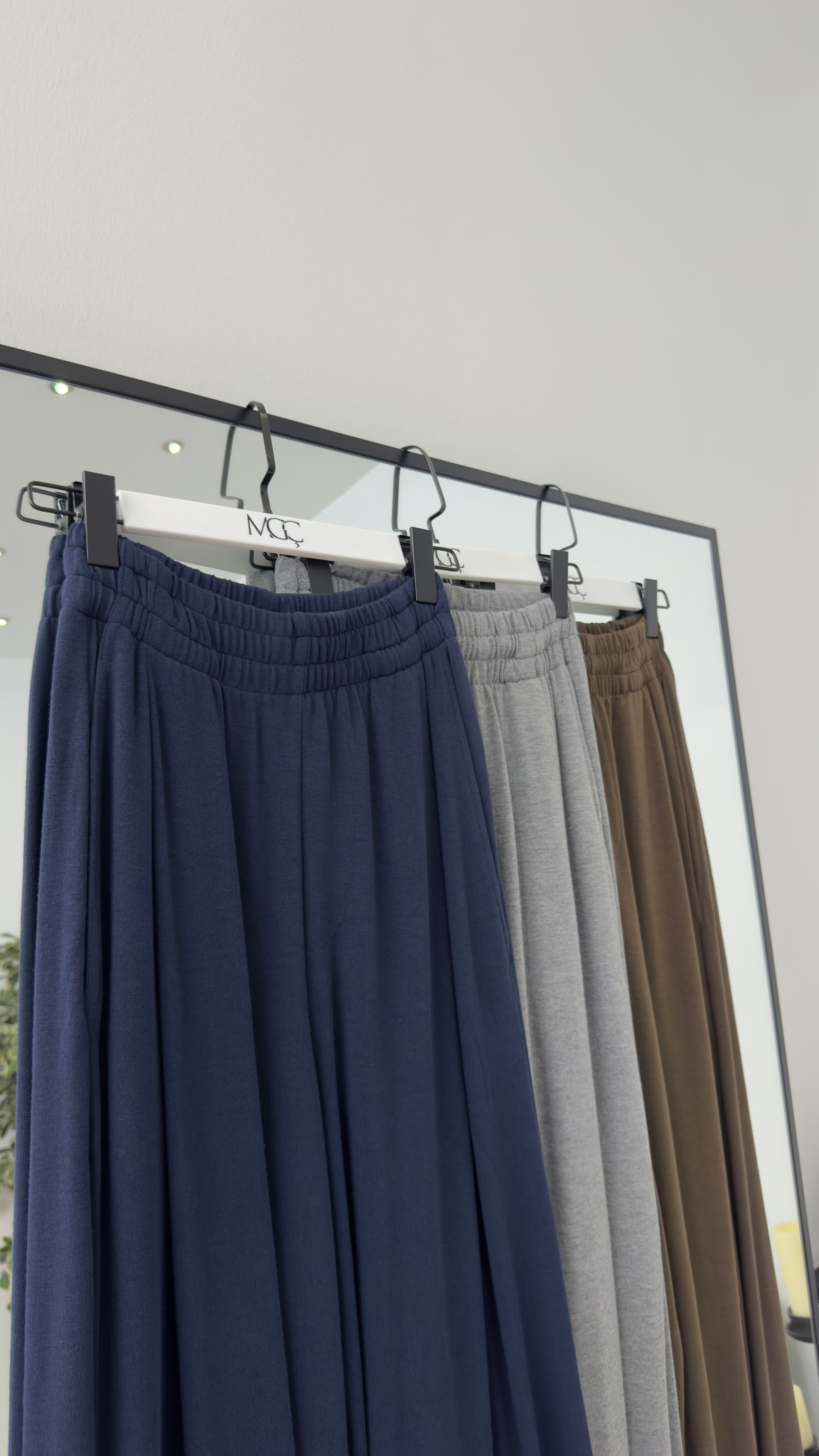 Geniş Paça Eşofman Pantolon - Gri/Kahve/Lacivert