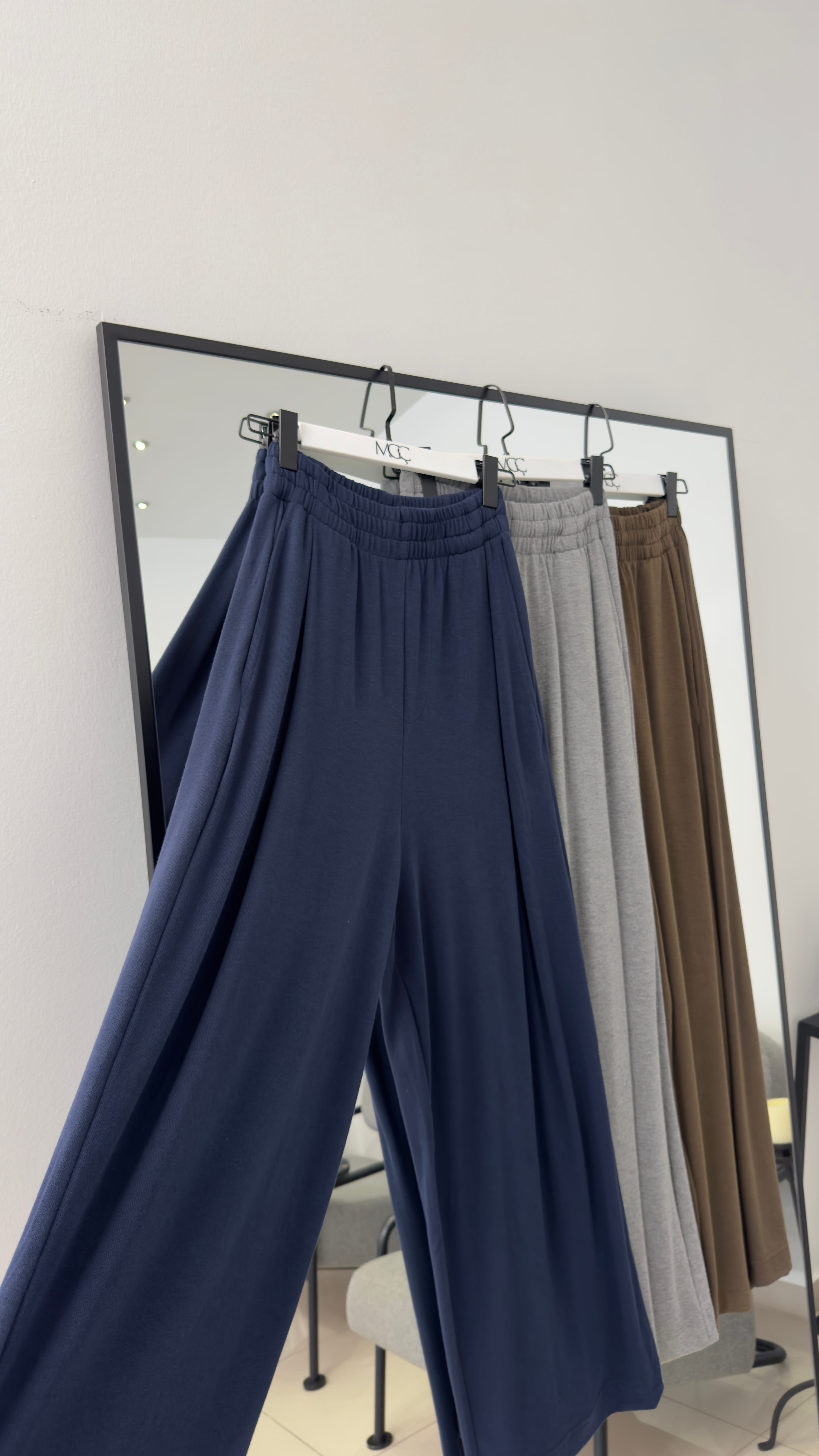 Geniş Paça Eşofman Pantolon - Gri/Kahve/Lacivert