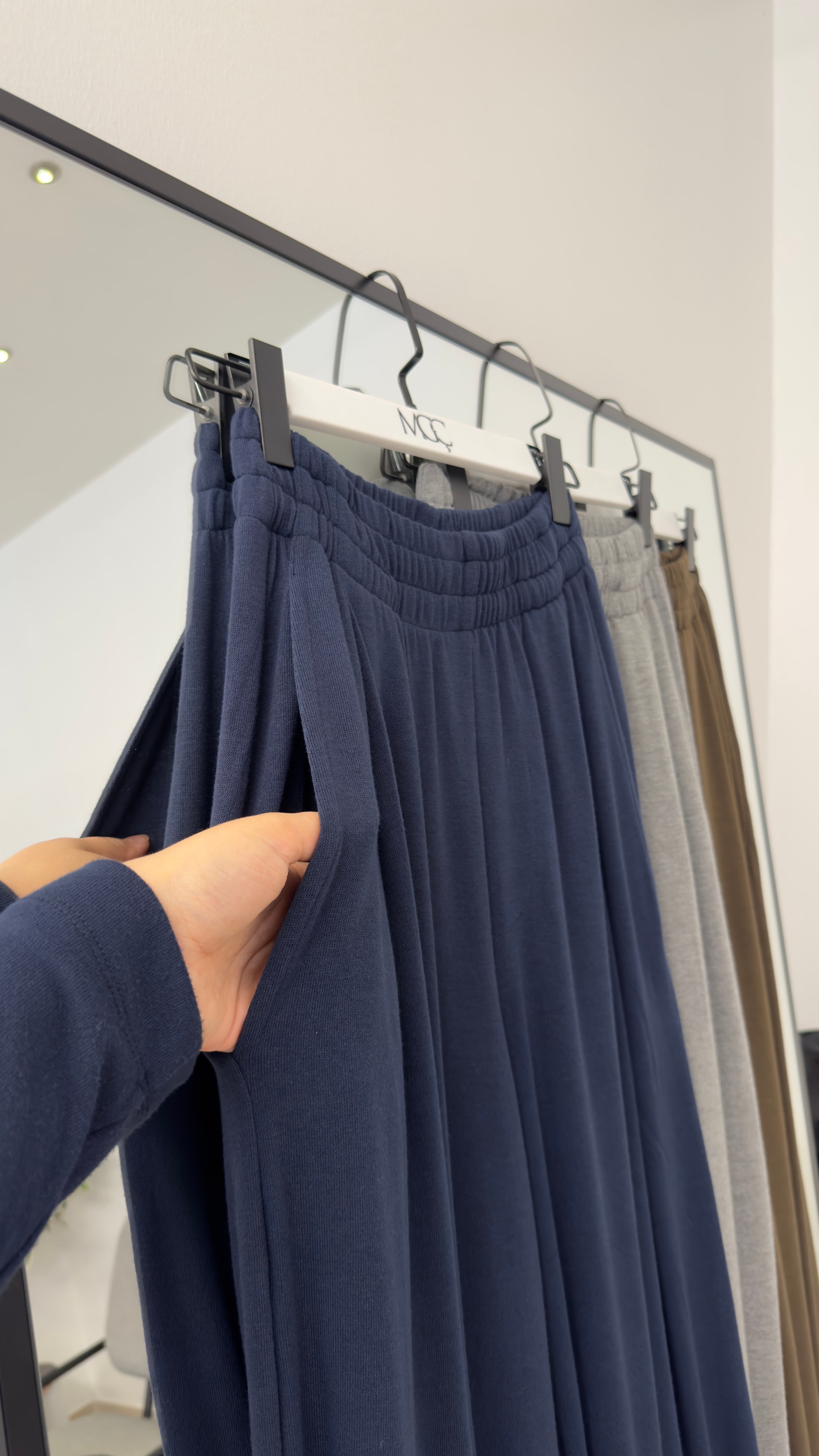 Geniş Paça Eşofman Pantolon - Gri/Kahve/Lacivert