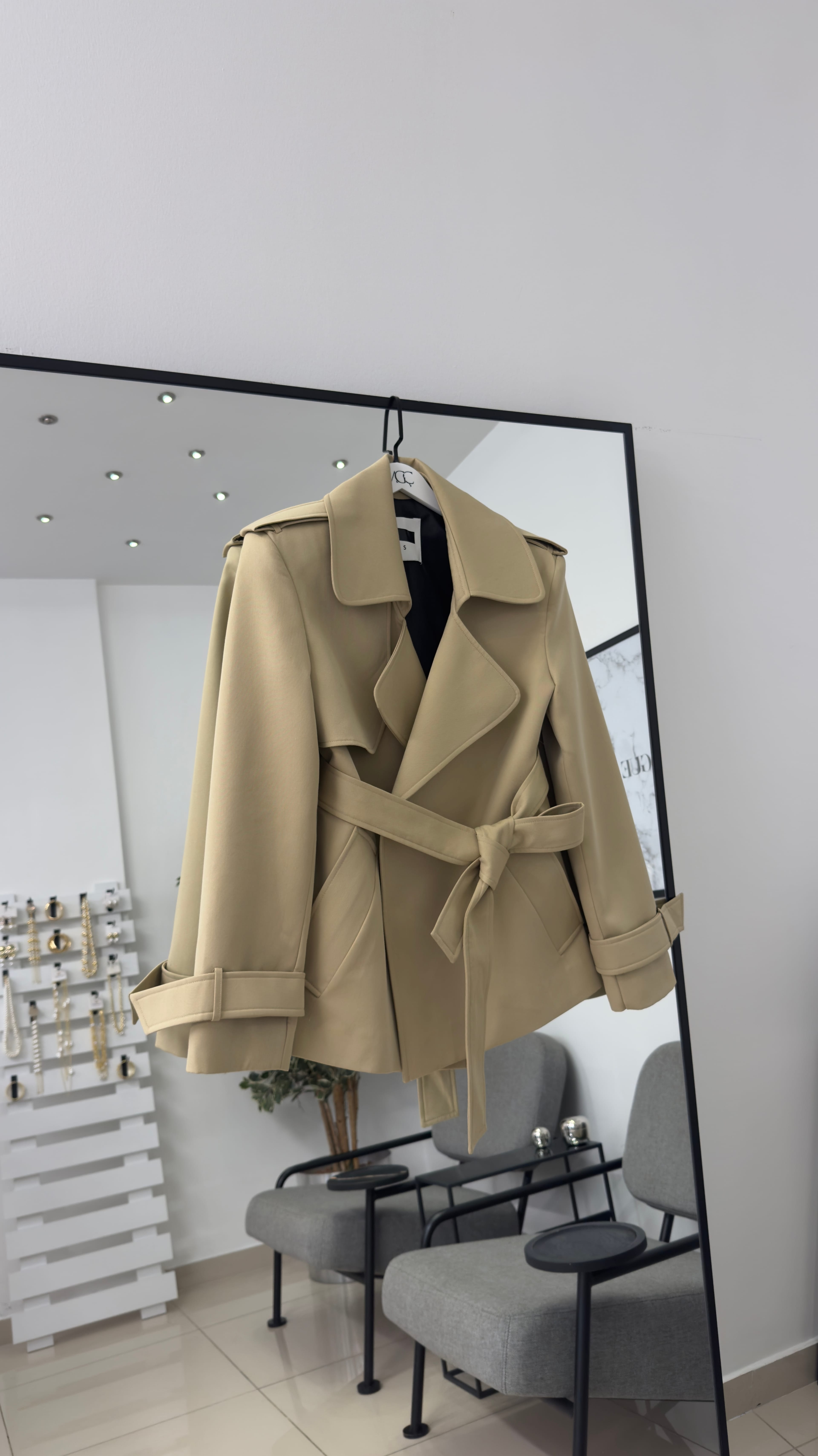 Gabardin Kumaş Premium Trenç / Bej