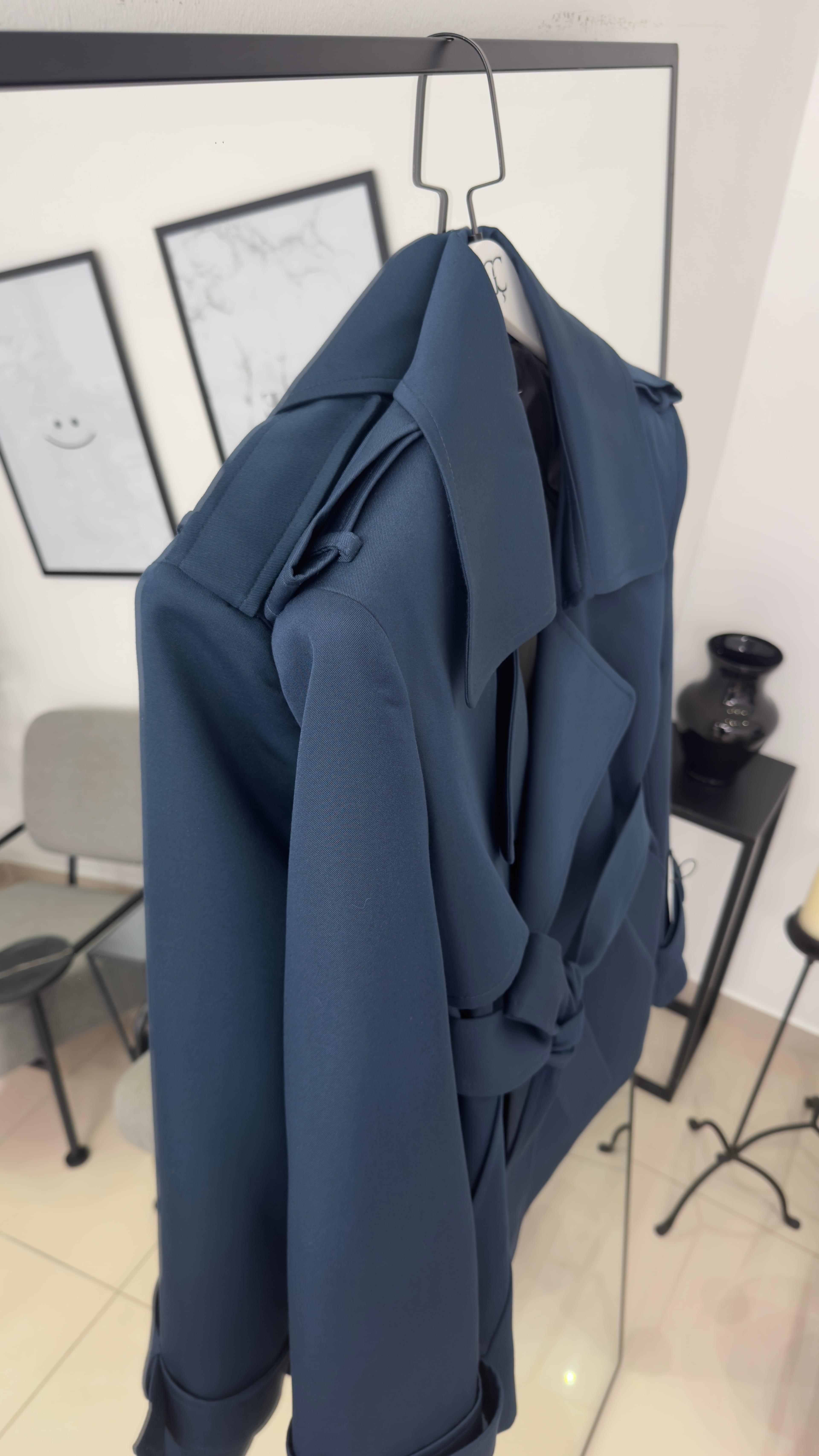 Gabardin Kumaş Premium Trenç / İndigo