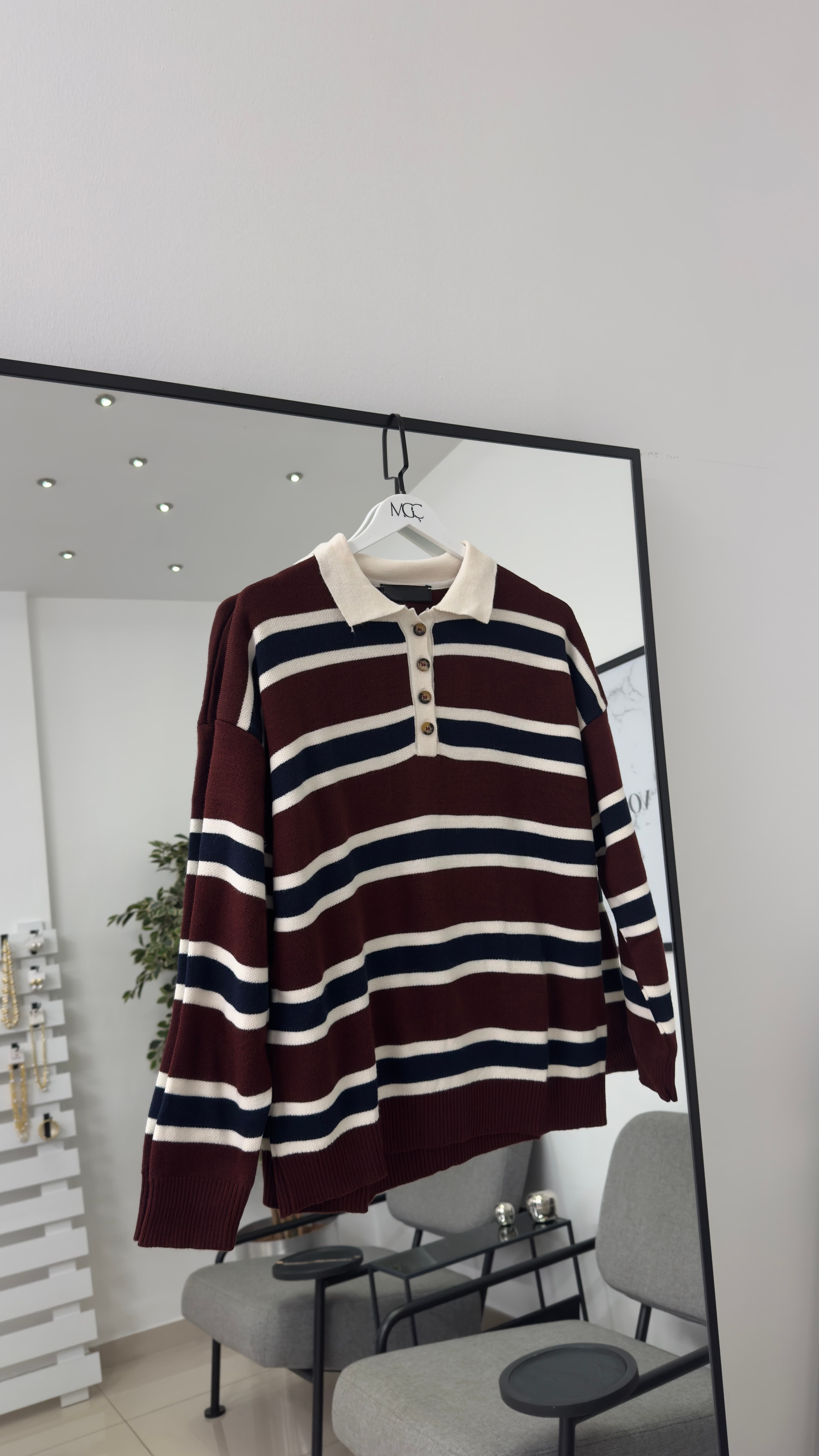 Bordo Polo Yaka Triko Kazak