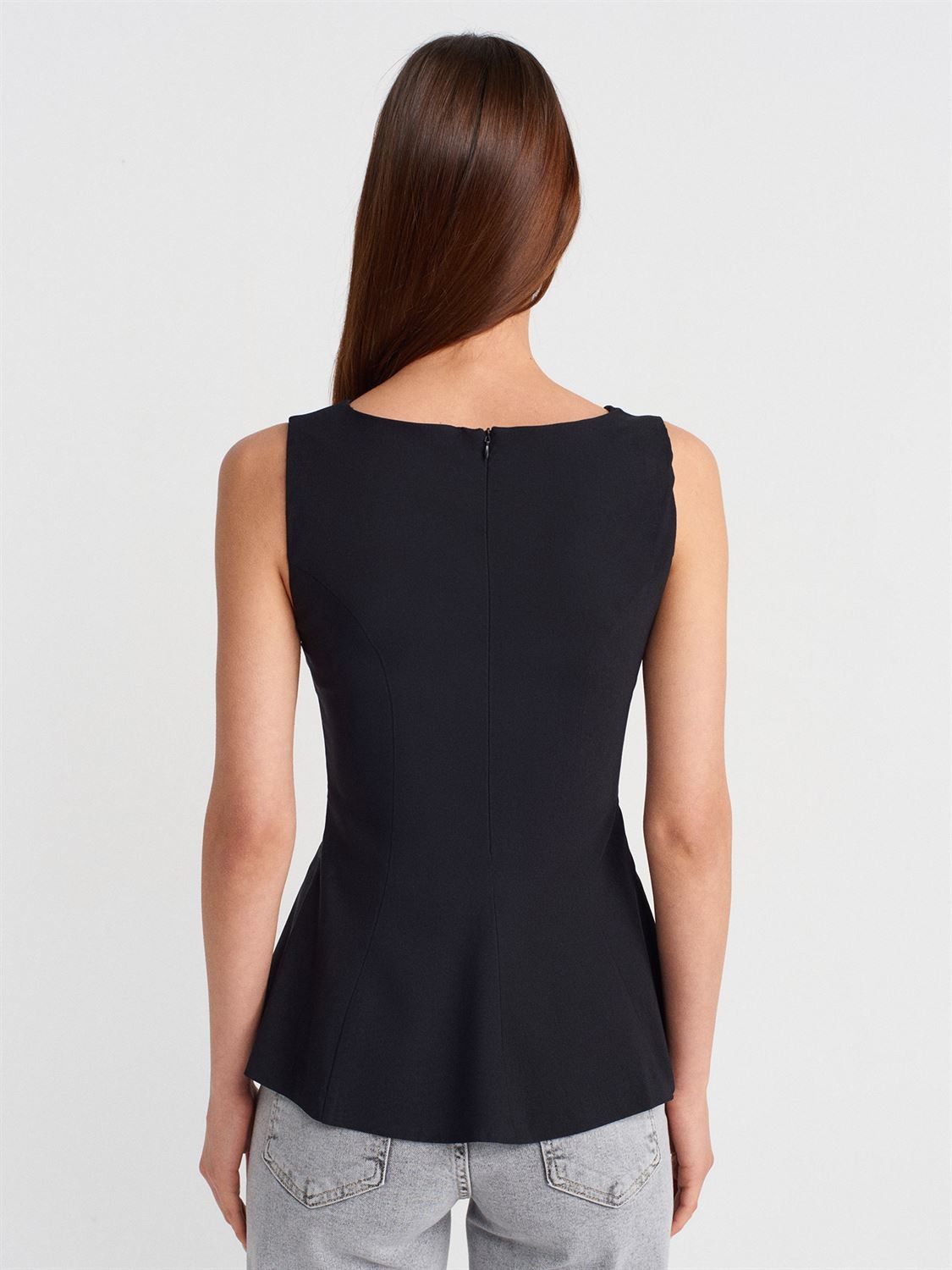 Peplum Top Siyah/ Açık Sarı