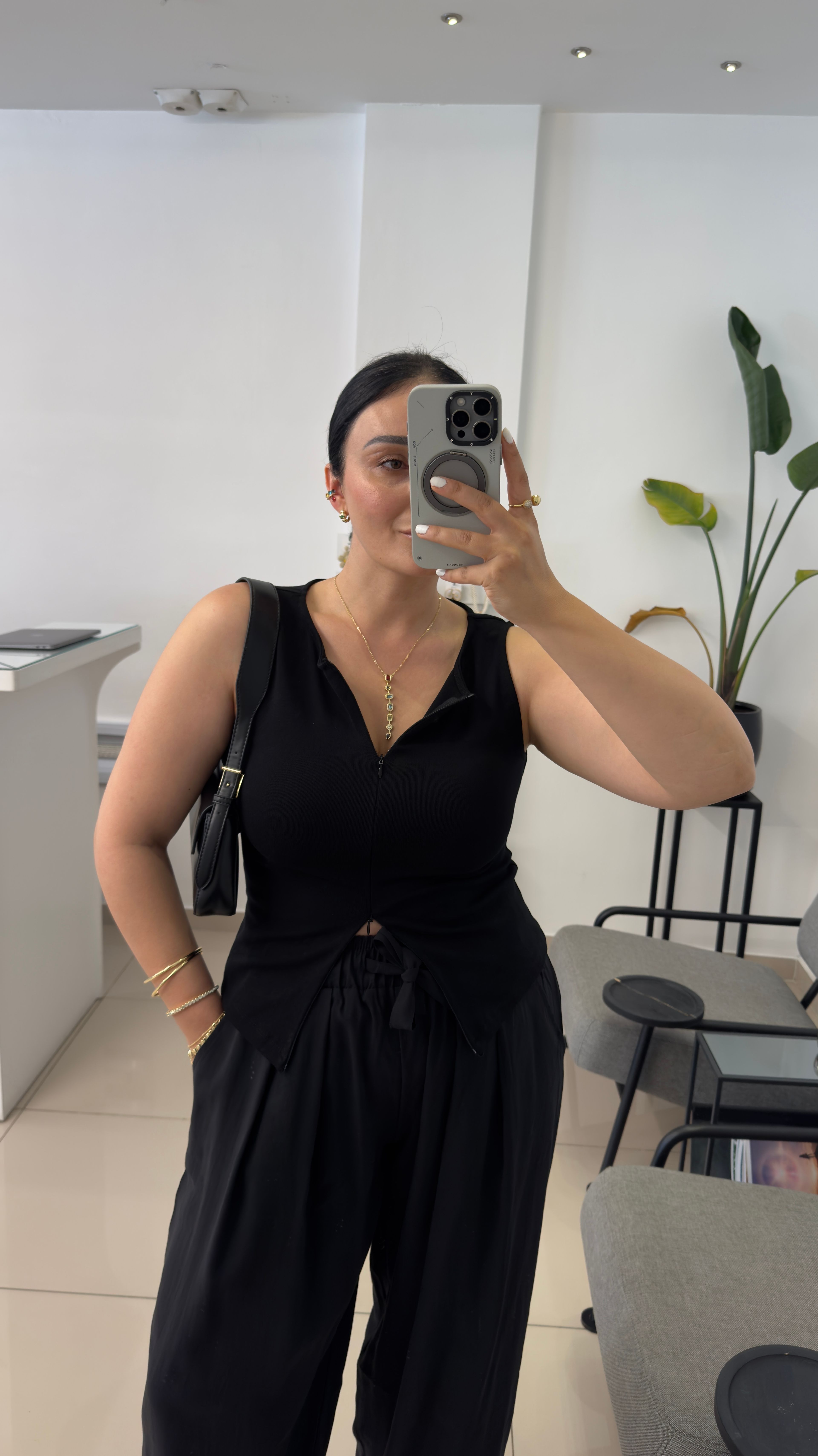 Fermuar Detaylı Crop Top