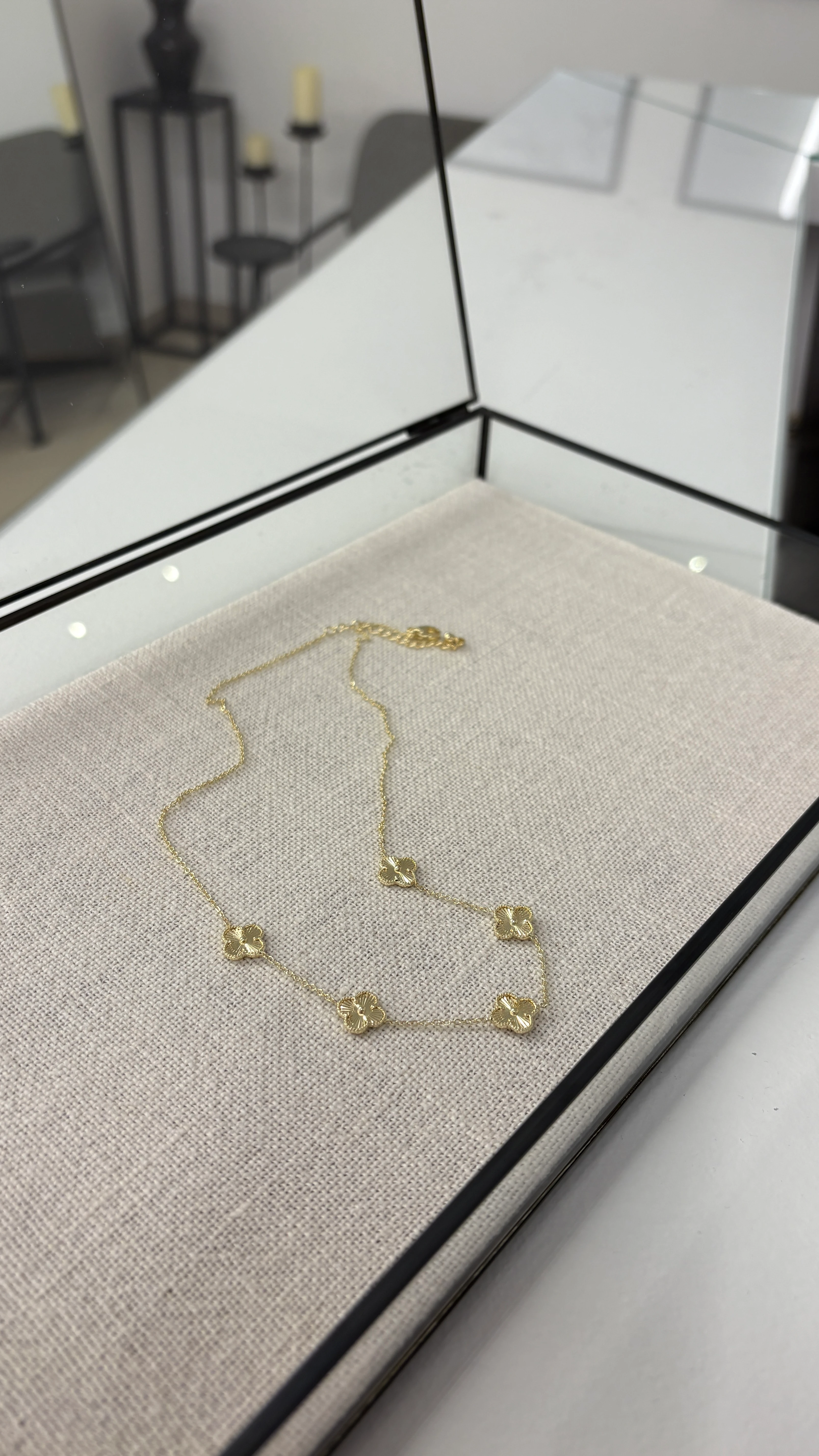 5'li Yonca Kolye (14 ayar altın kaplama)