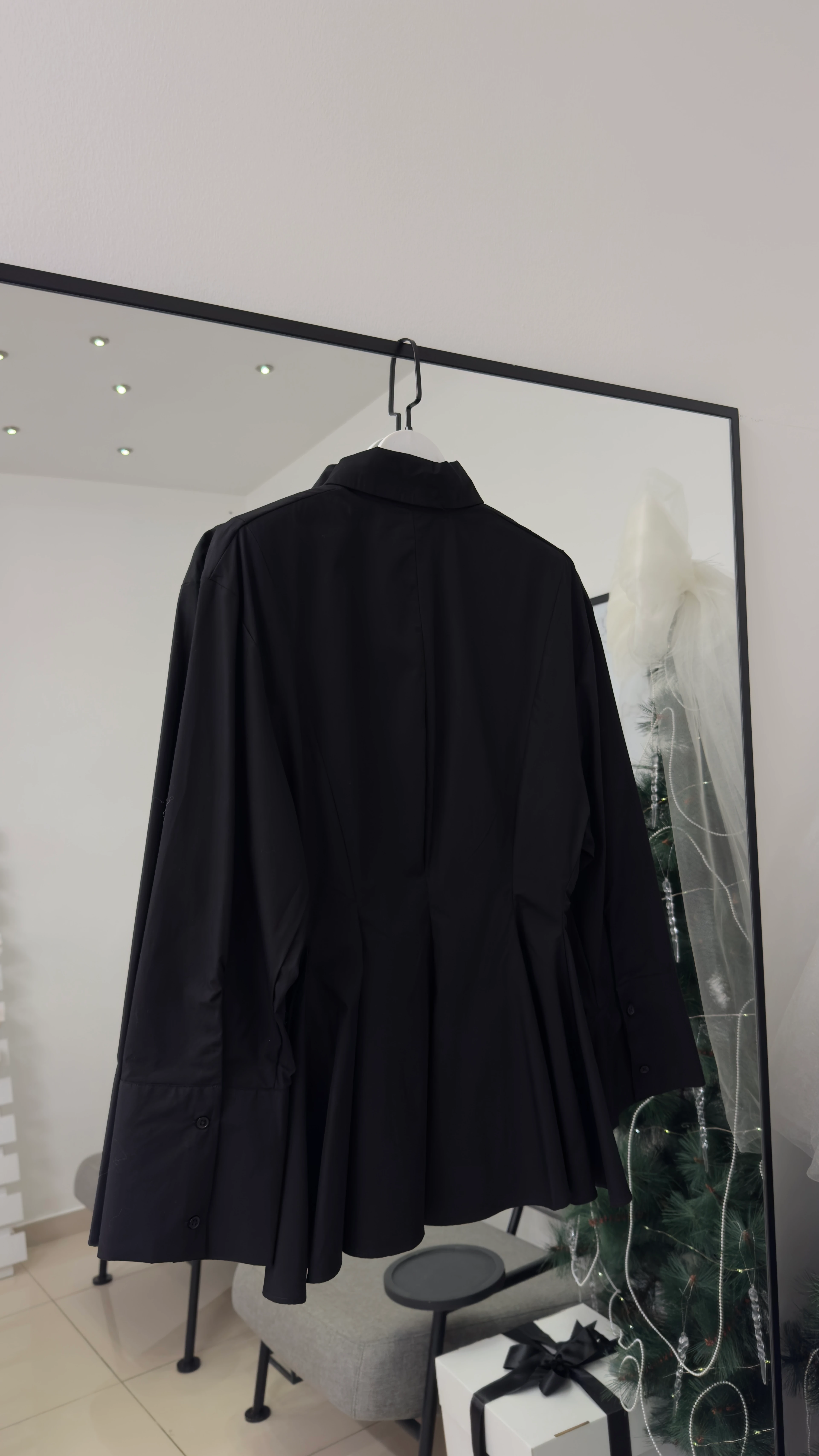 Peplum Siyah Uzun Gömlek