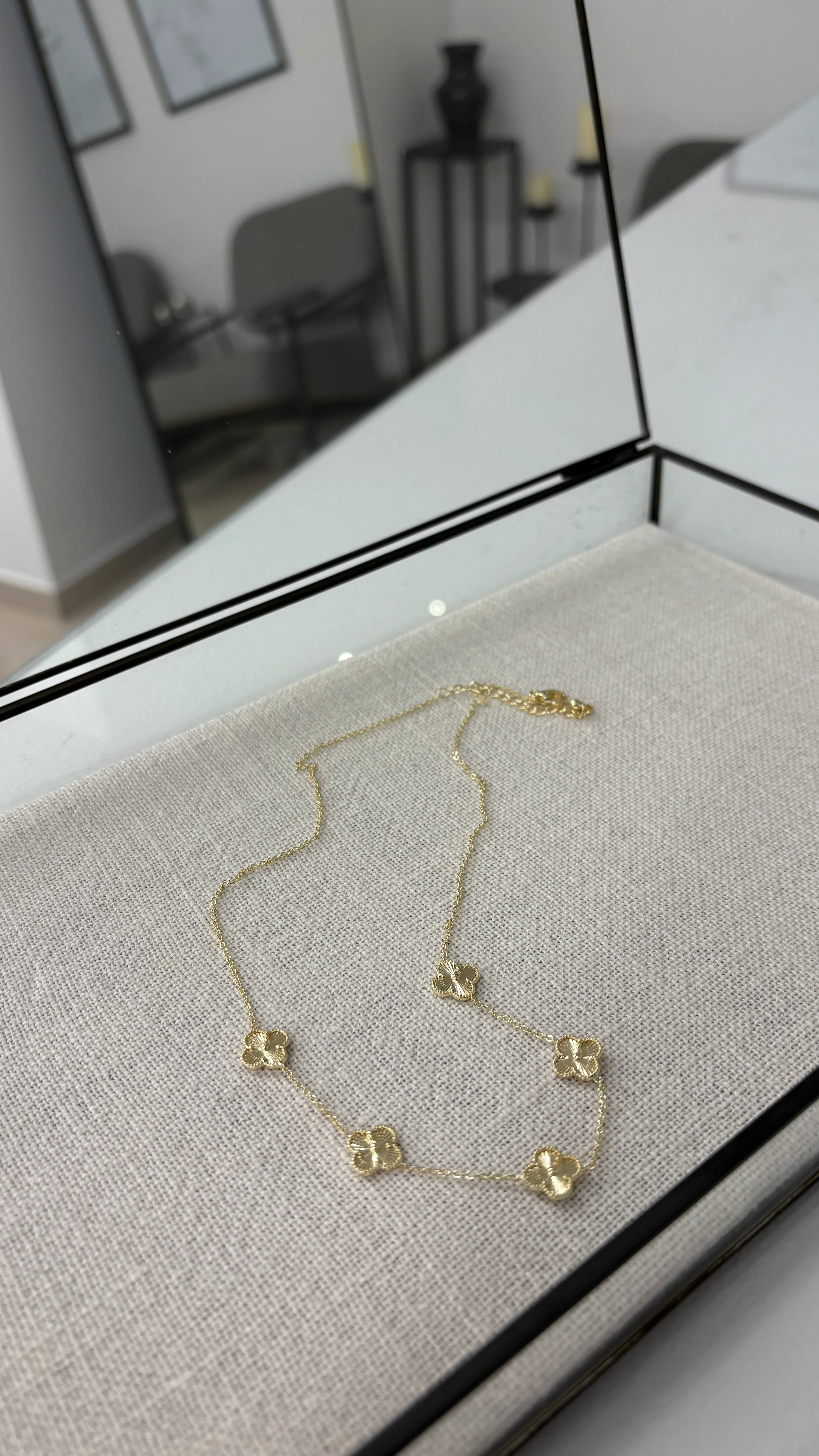 5'li Yonca Kolye (14 ayar altın kaplama)