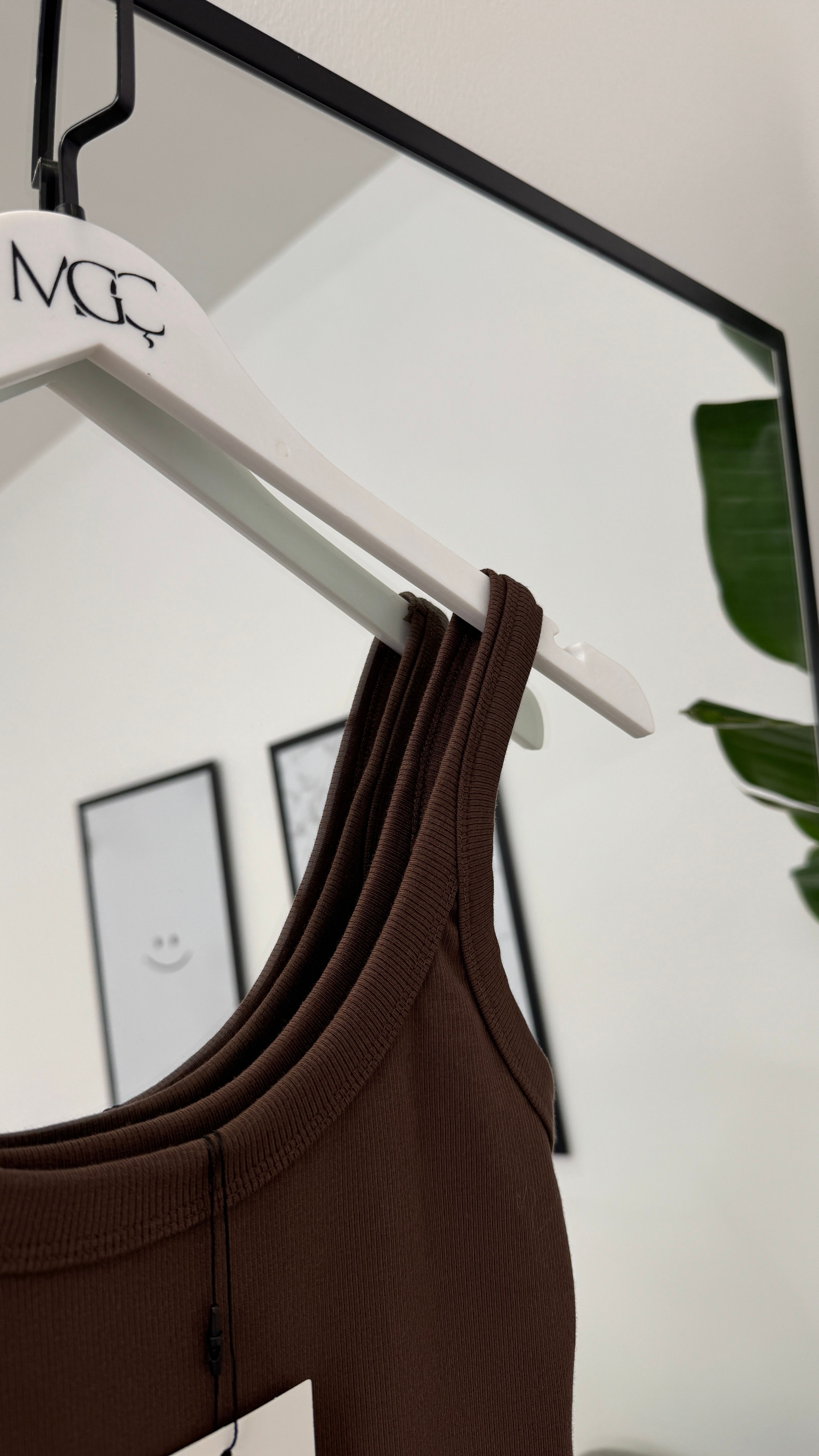 Askılı Bodysuit-Açık Kahve