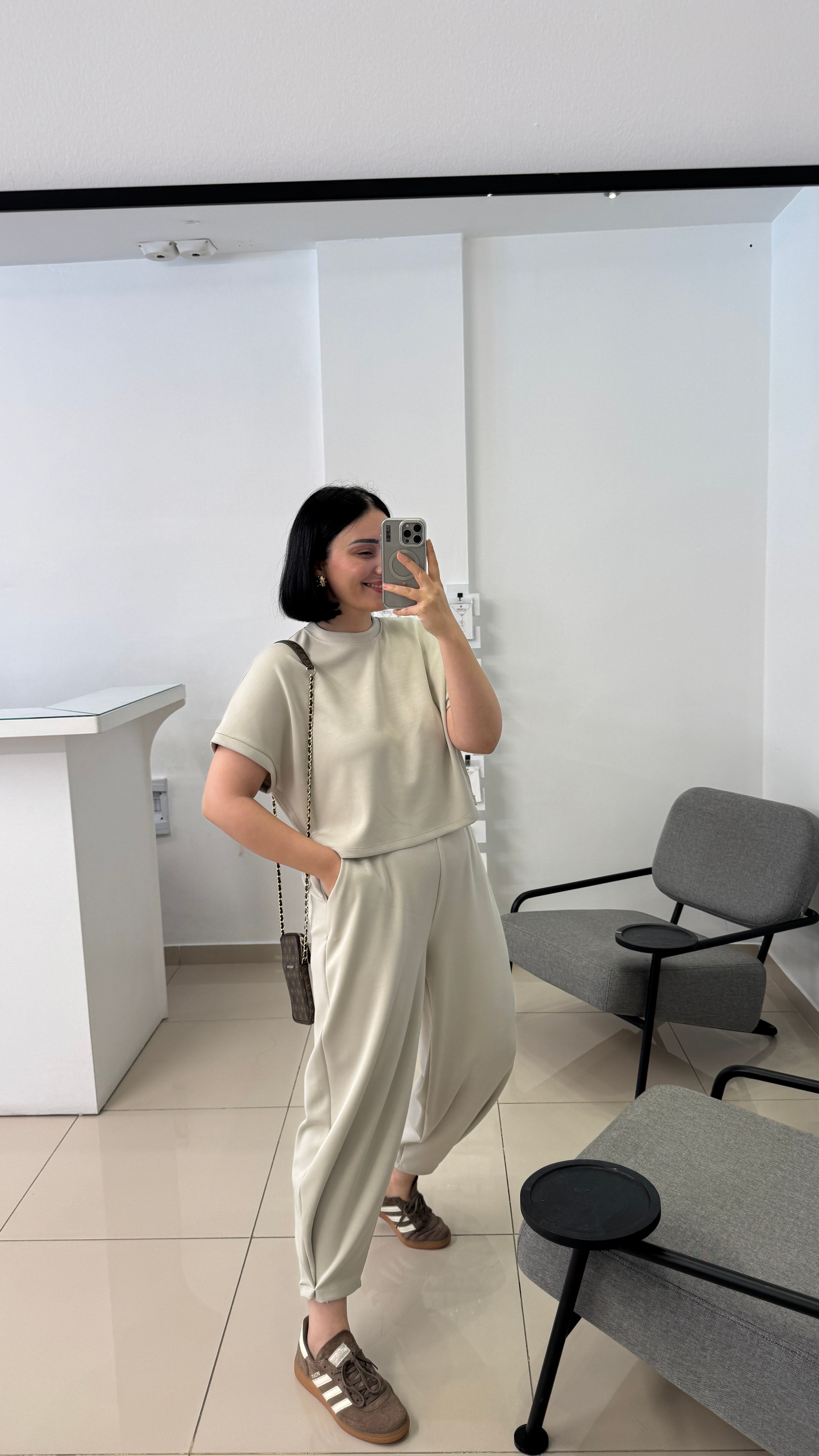 Kısa Kol Model Eşofman Takımı - Taş