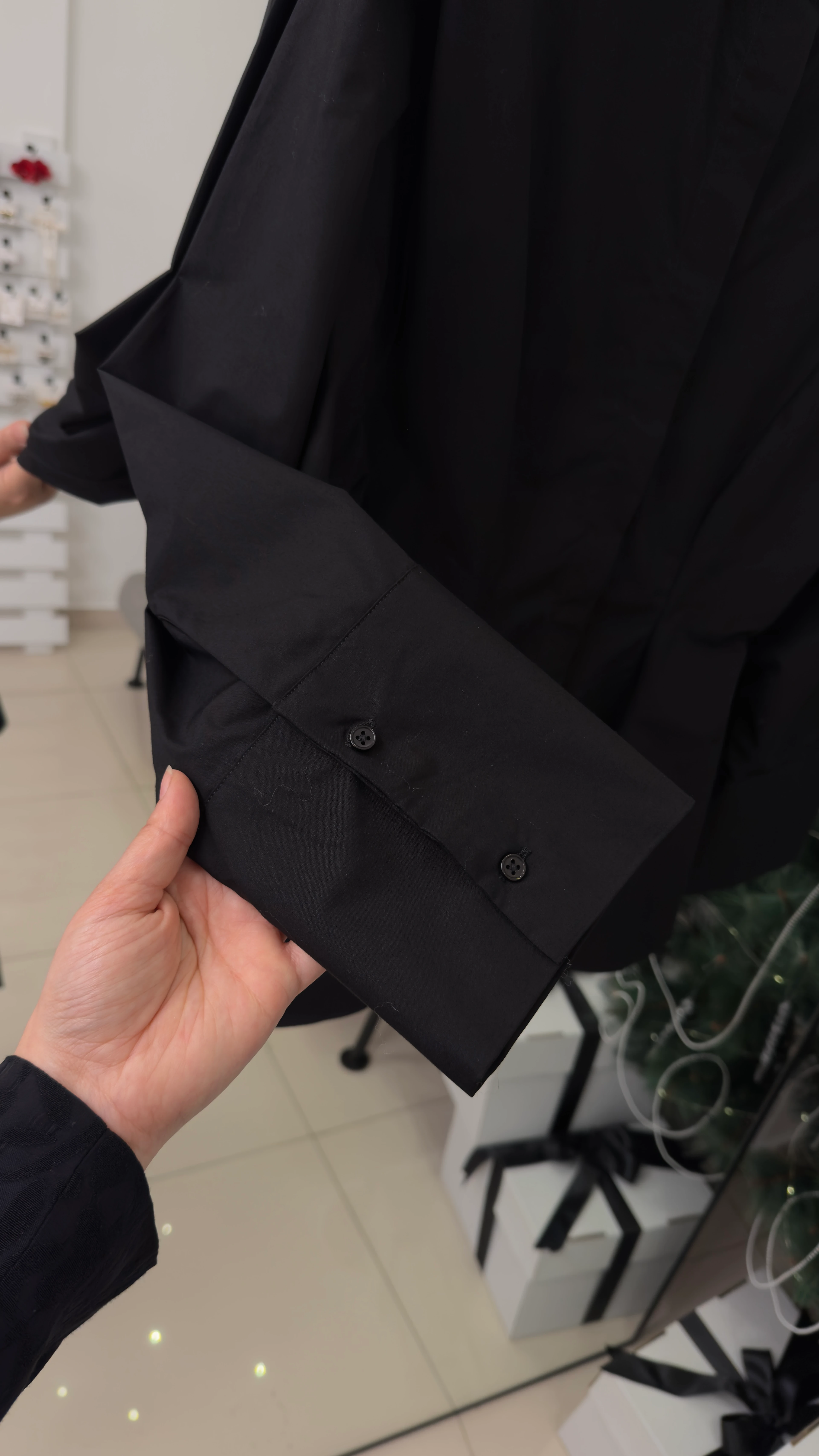 Peplum Siyah Uzun Gömlek