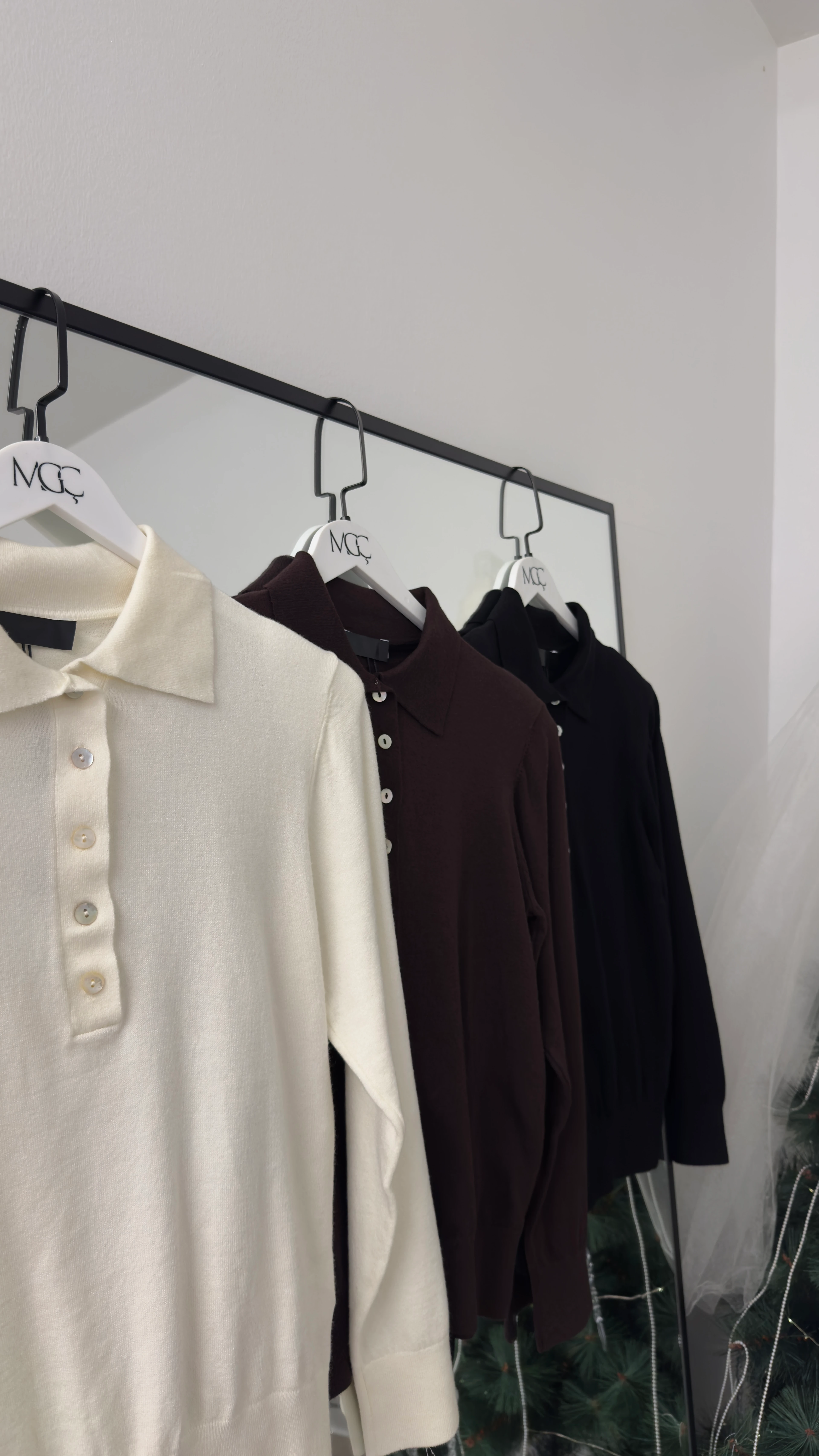 Polo Yaka Triko / Ekru- Siyah- Kahve