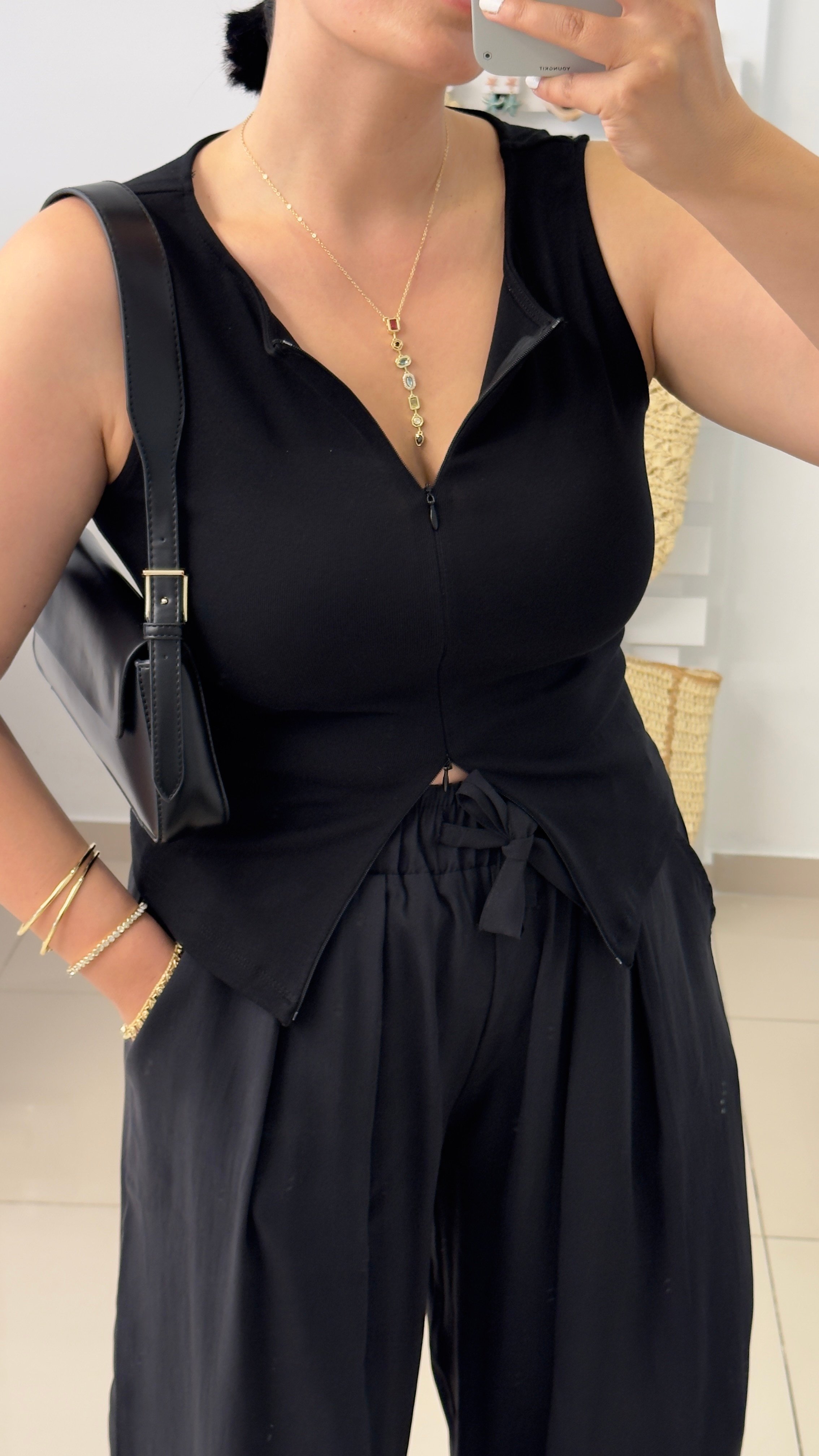 Fermuar Detaylı Crop Top
