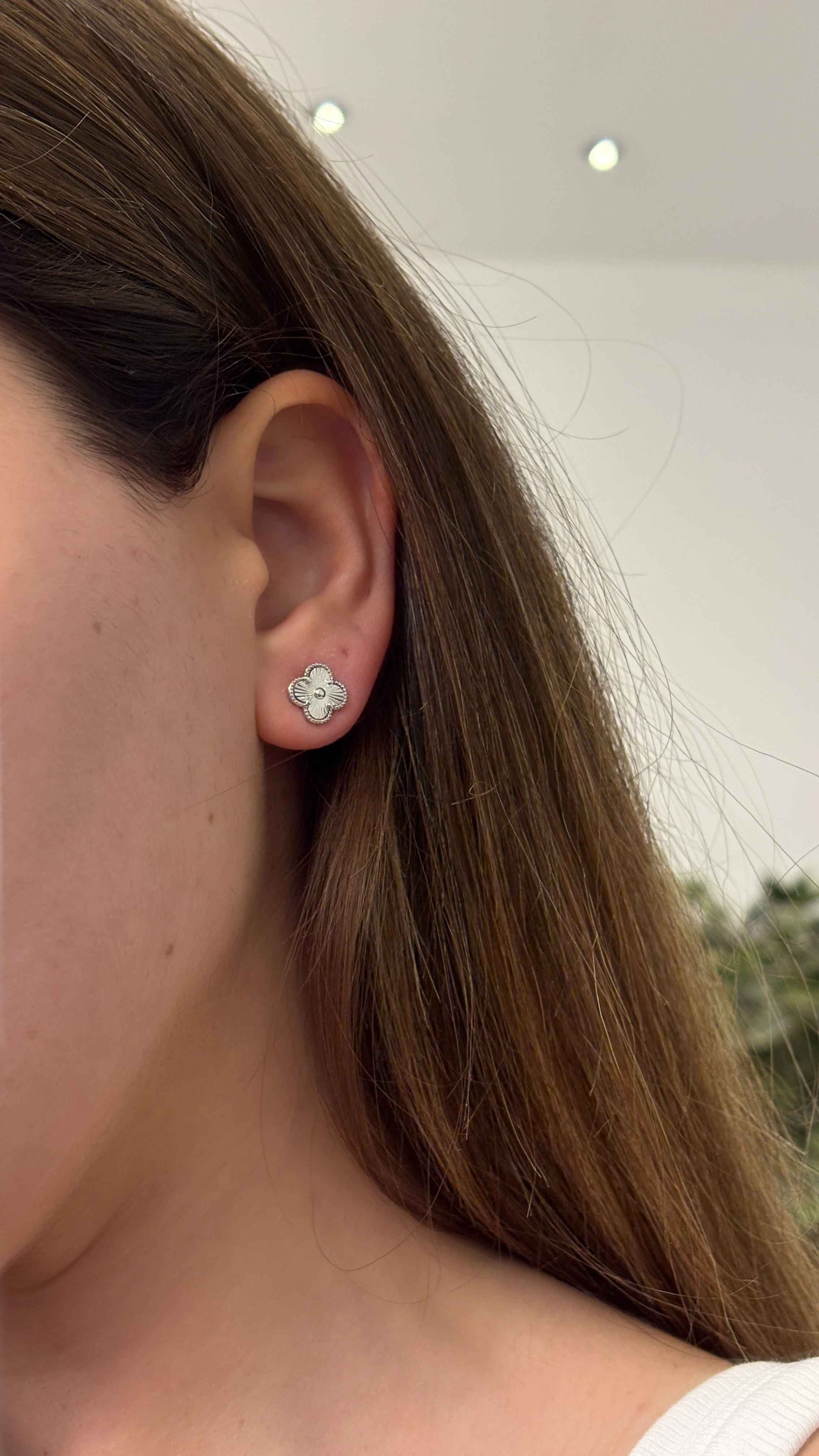 Gümüş Yonca Küpe