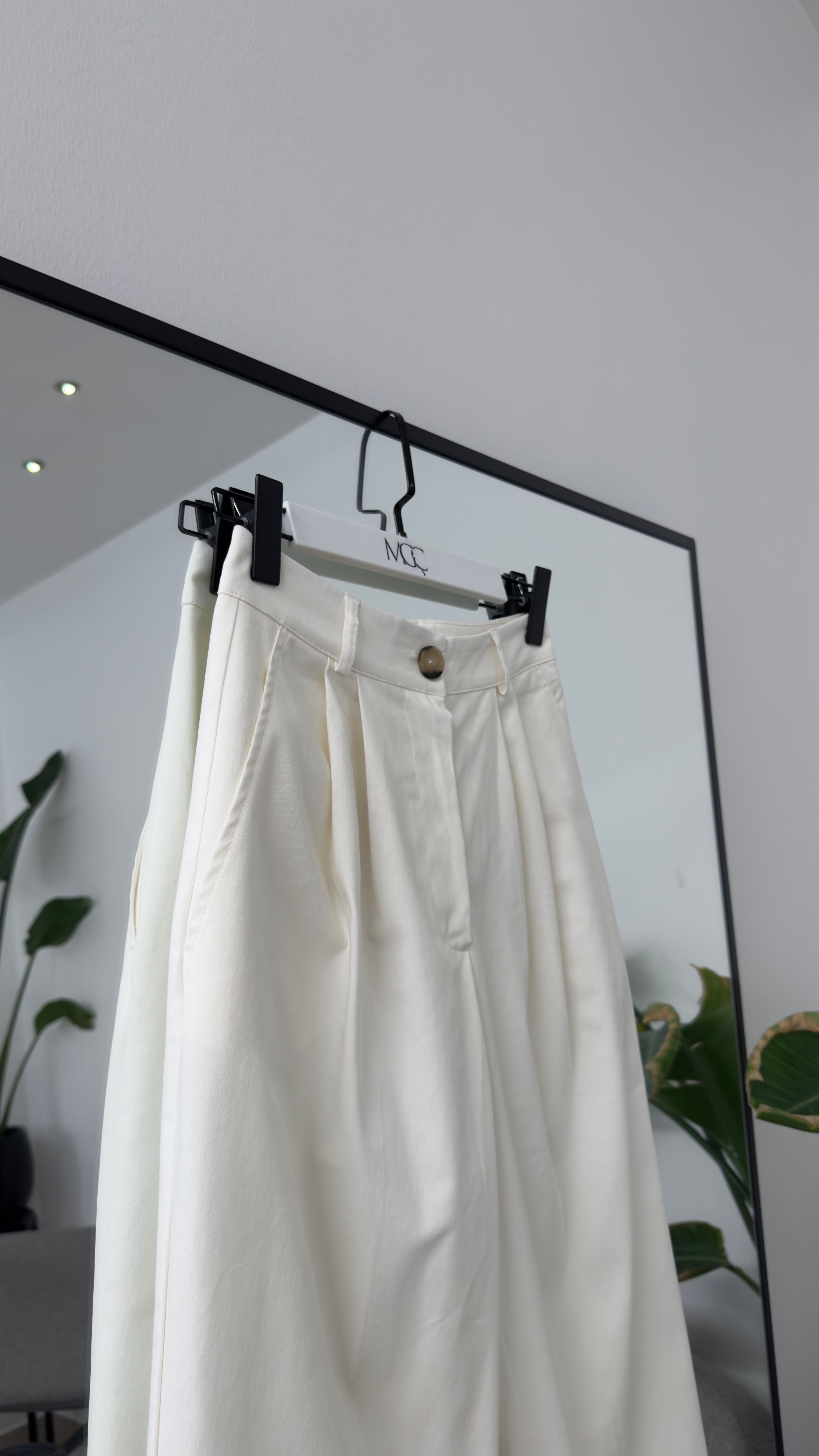 Gabardin Kumaş Ekru Pantolon
