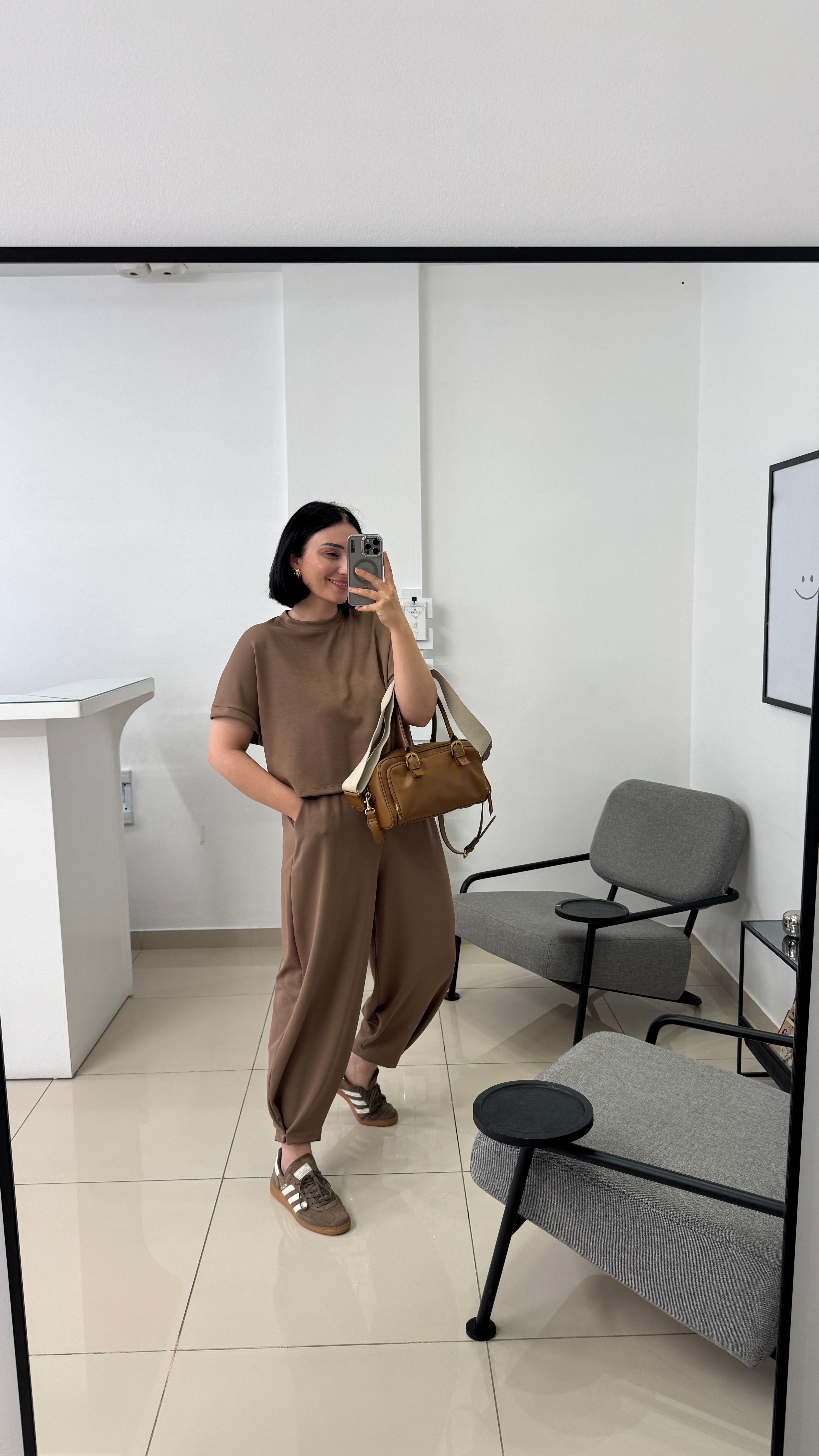 Kısa Kol Model Eşofman Takımı - Kahve