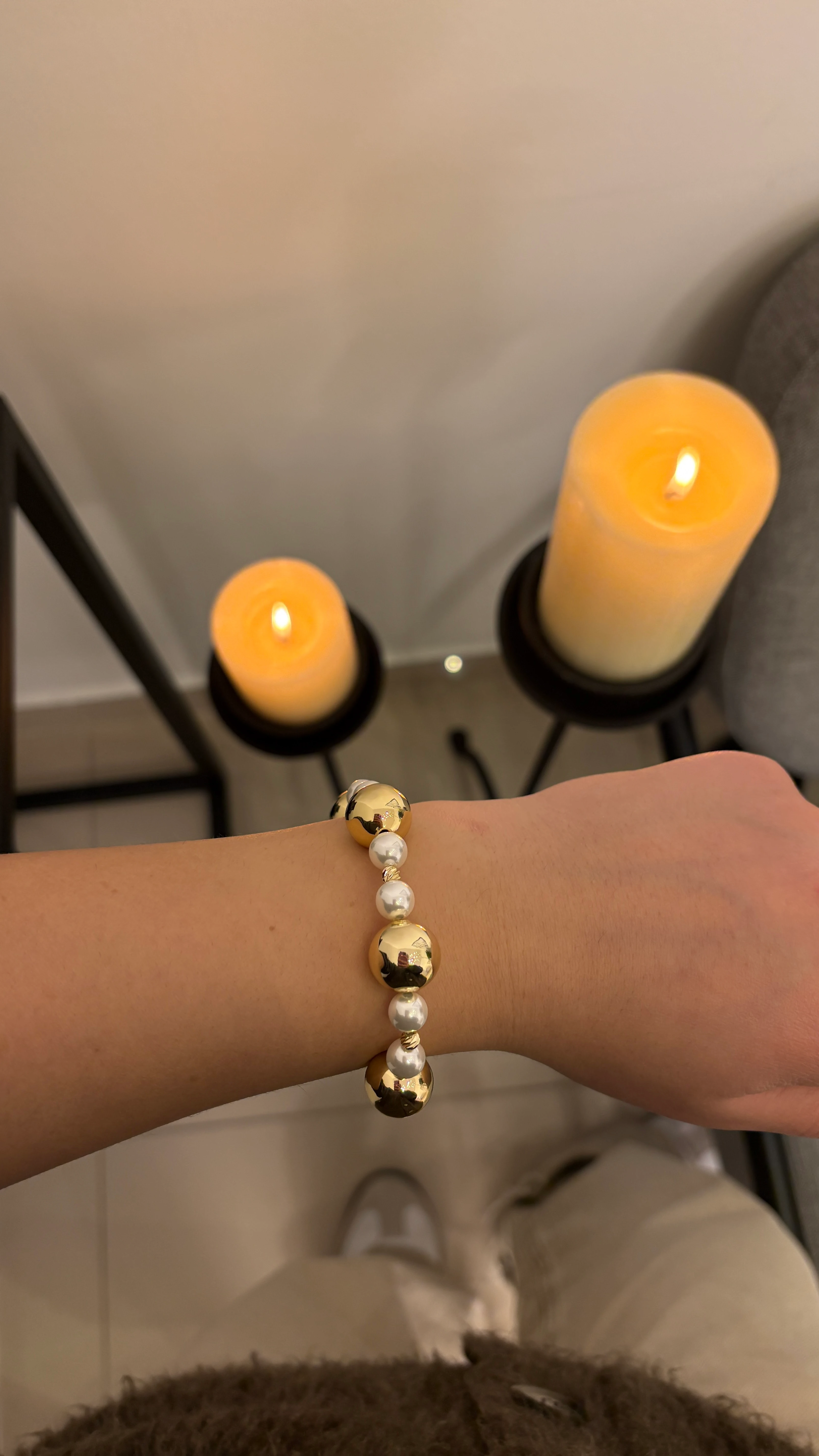 Gold İnci Karışımı Bileklik