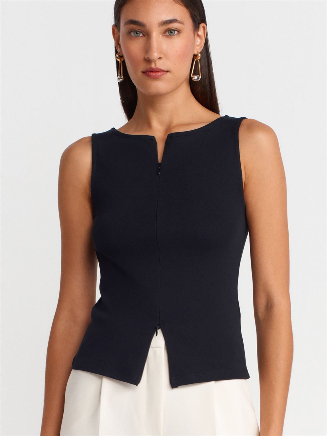Fermuar Detaylı Crop Top