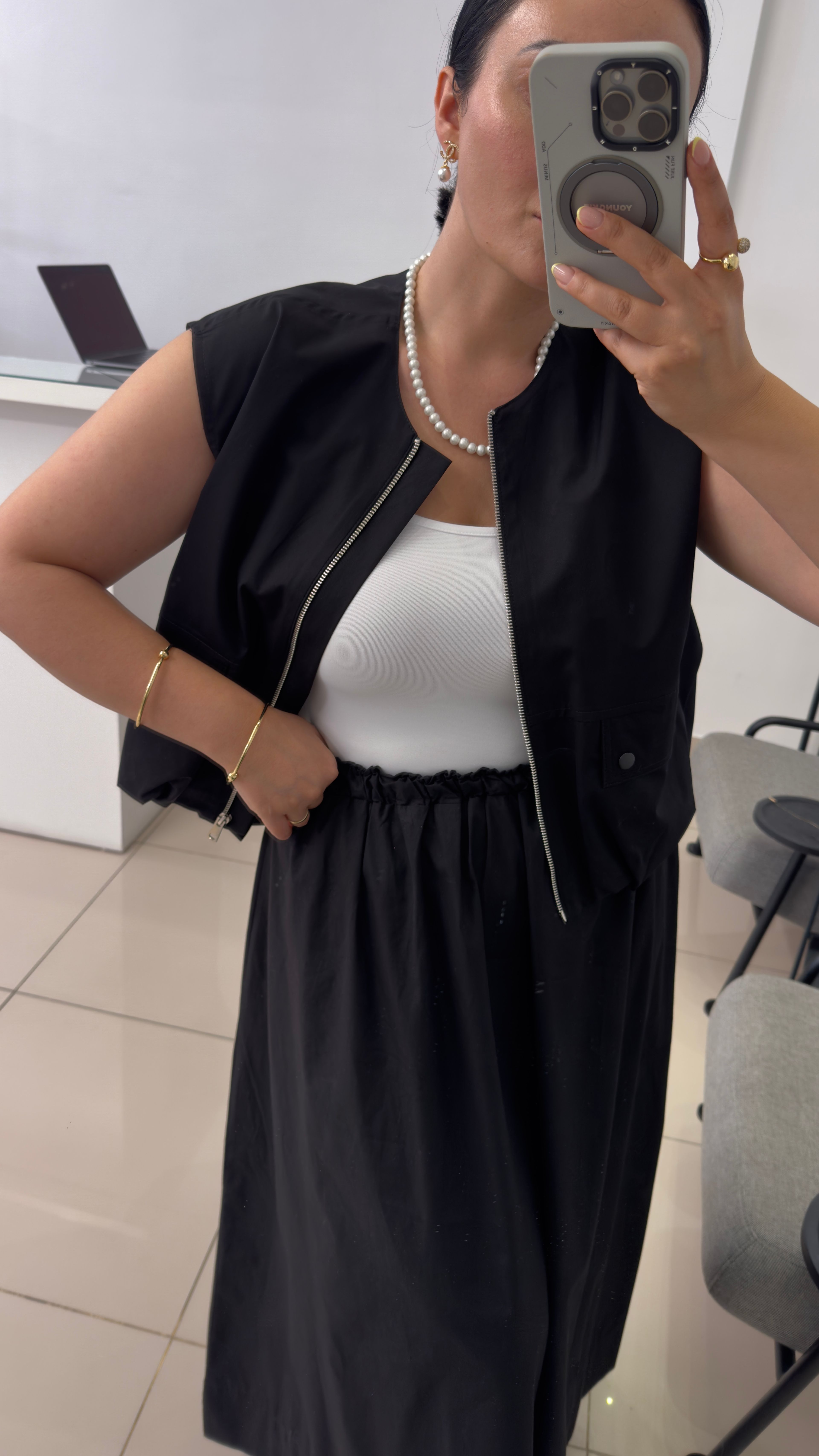 Siyah Poplin Etek
