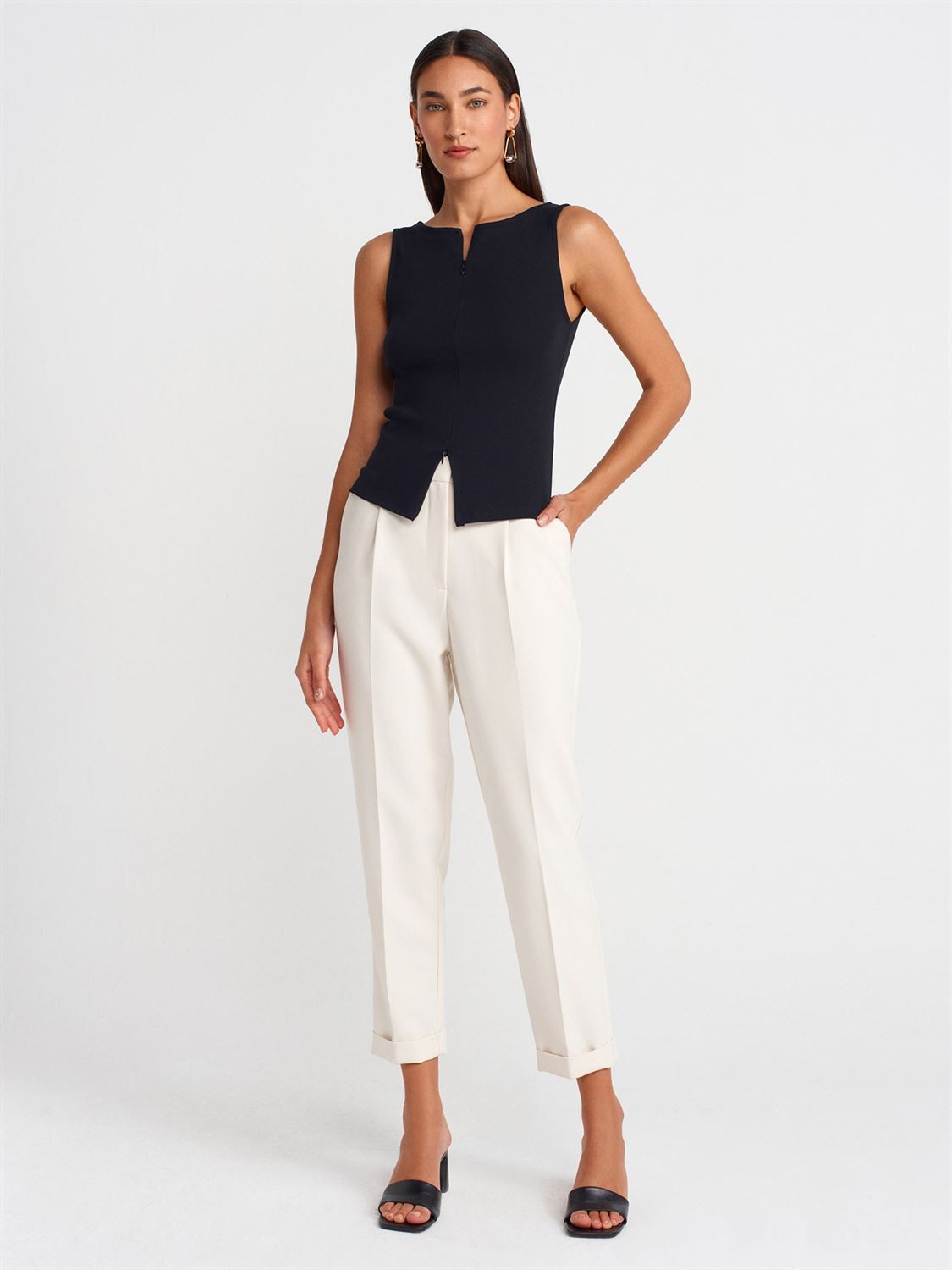Fermuar Detaylı Crop Top
