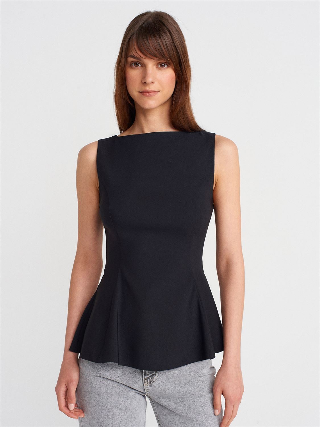 Peplum Top Siyah/ Açık Sarı