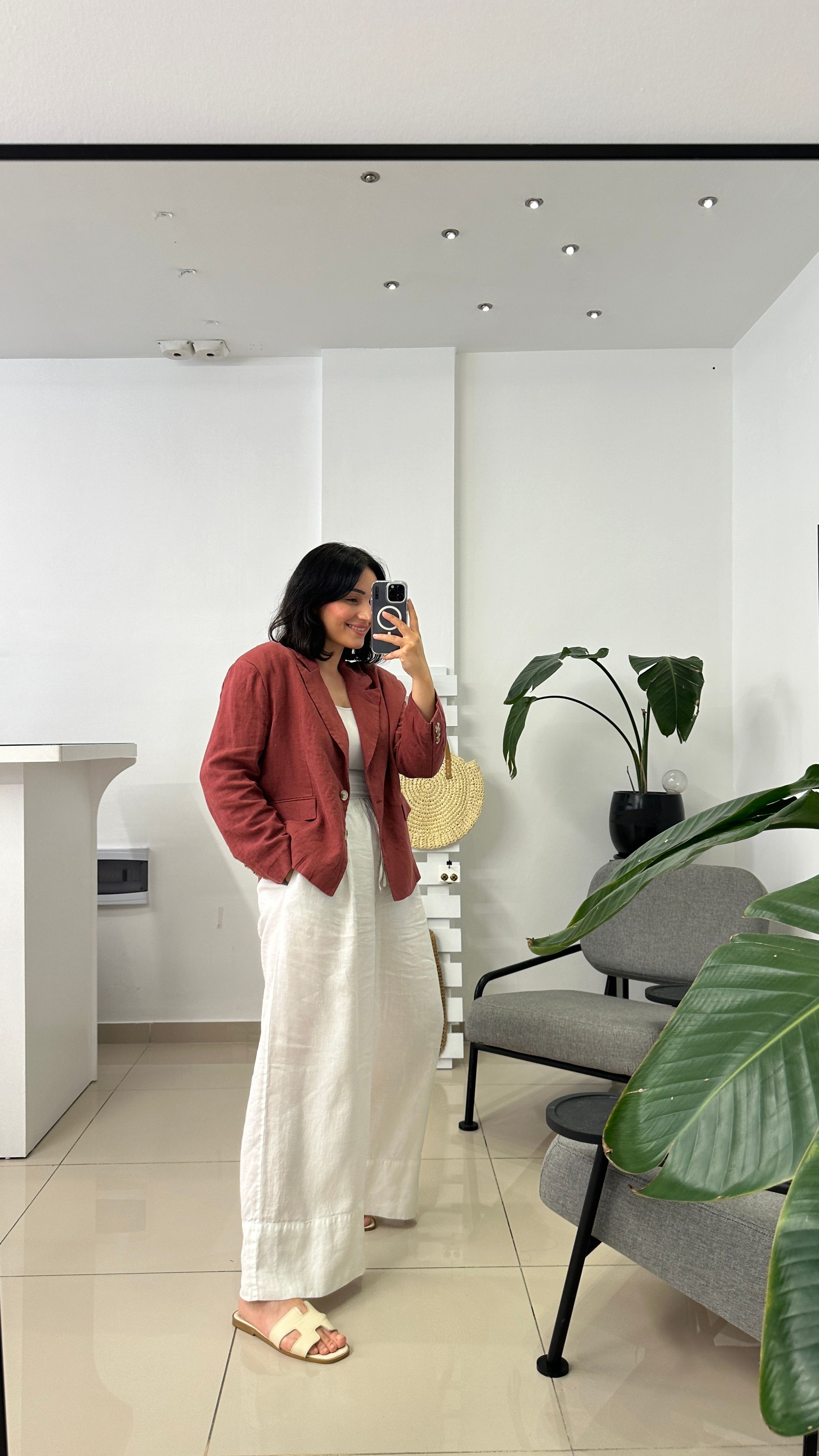 Oversize Bordo Keten Ceket