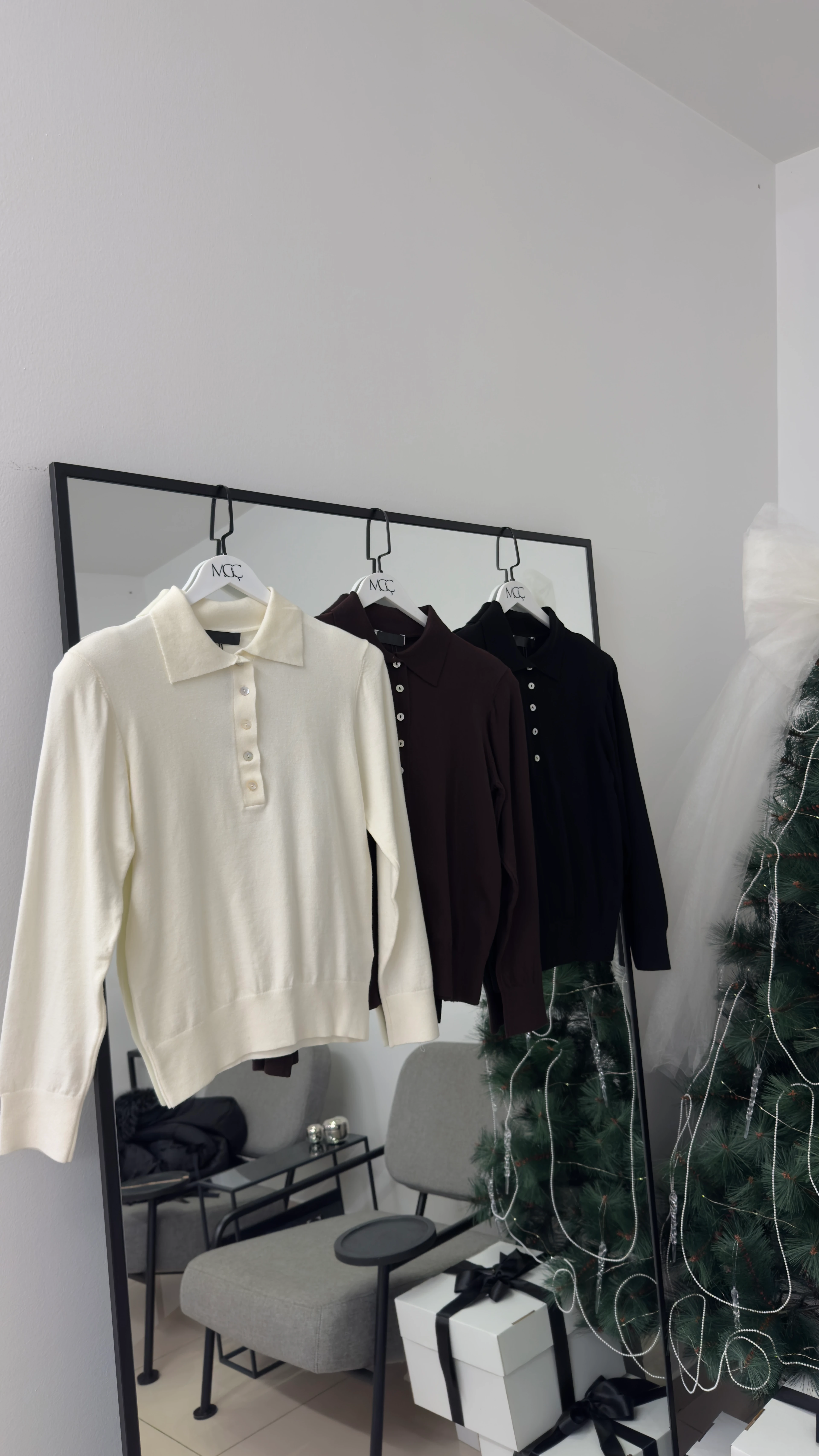 Polo Yaka Triko / Ekru- Siyah- Kahve