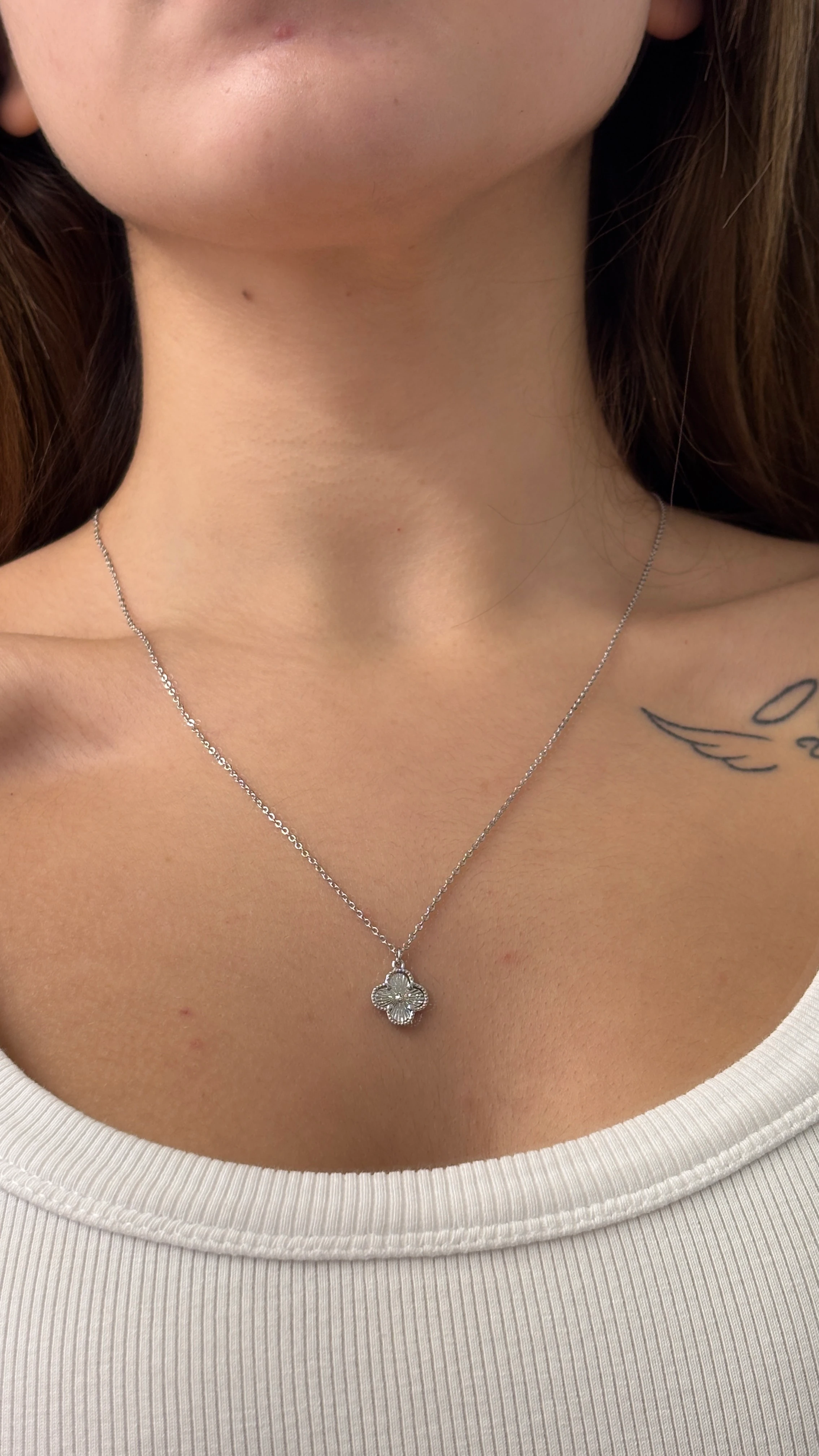 Gümüş Tek Yonca Kolye