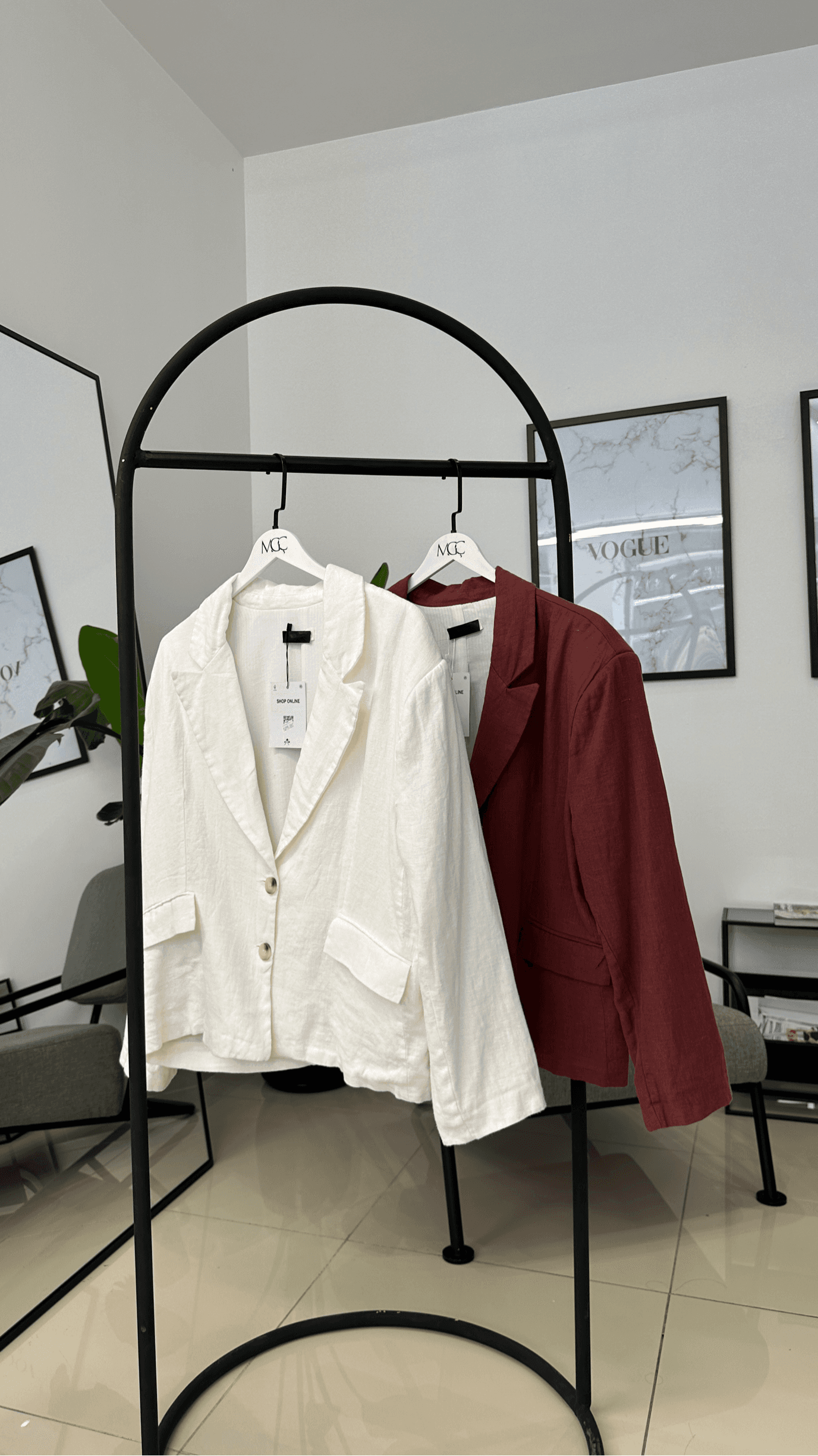 Oversize Bordo Keten Ceket