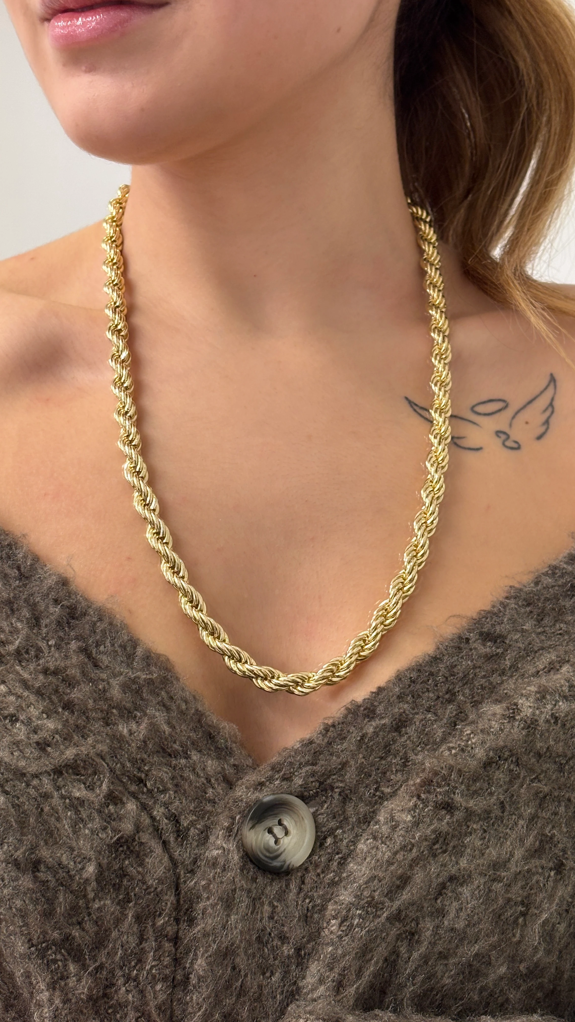 Kalın Halat Kolye (14 ayar altın kaplama)