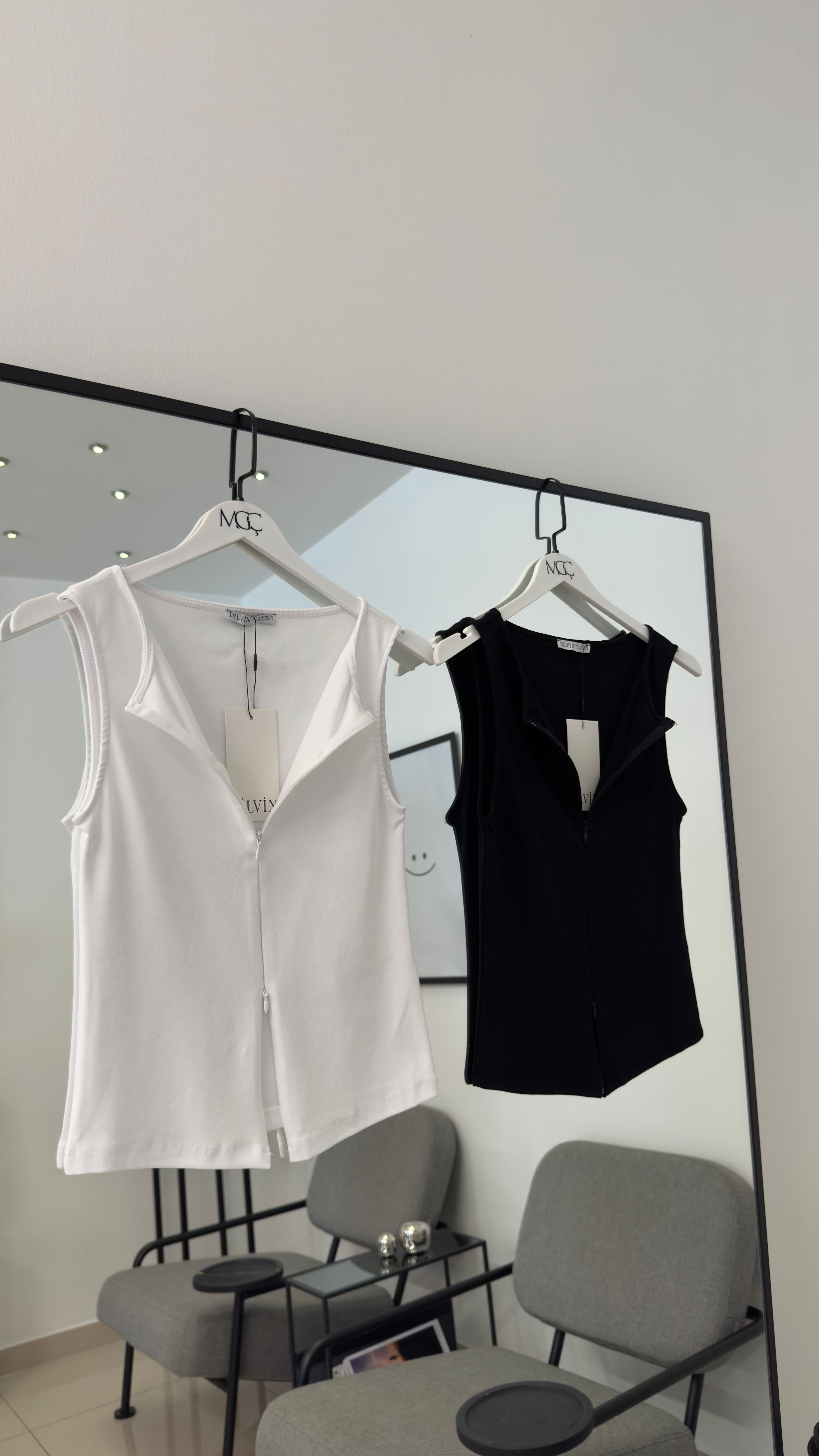 Fermuar Detaylı Crop Top