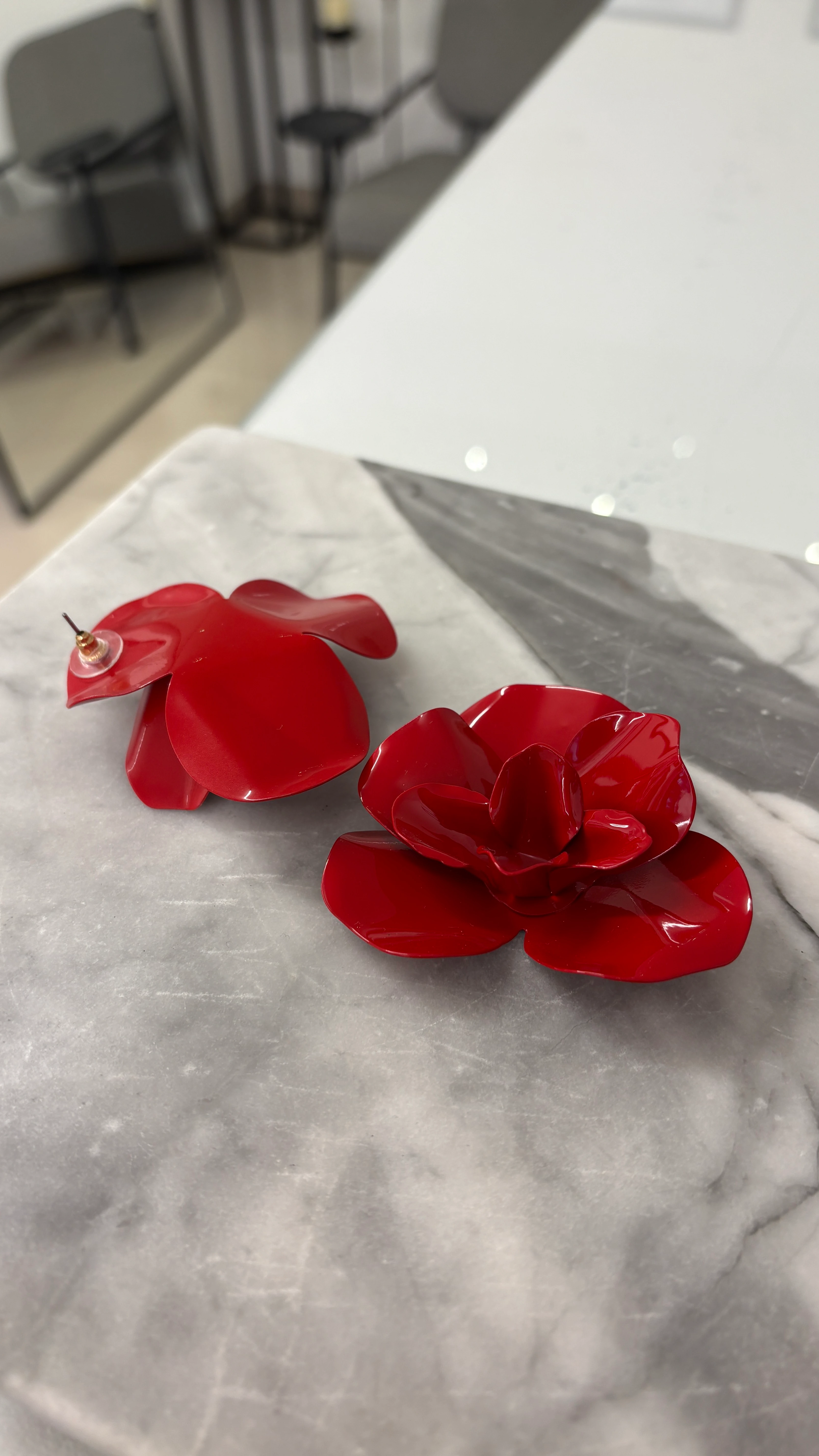 Kırmızı Gül Küpe