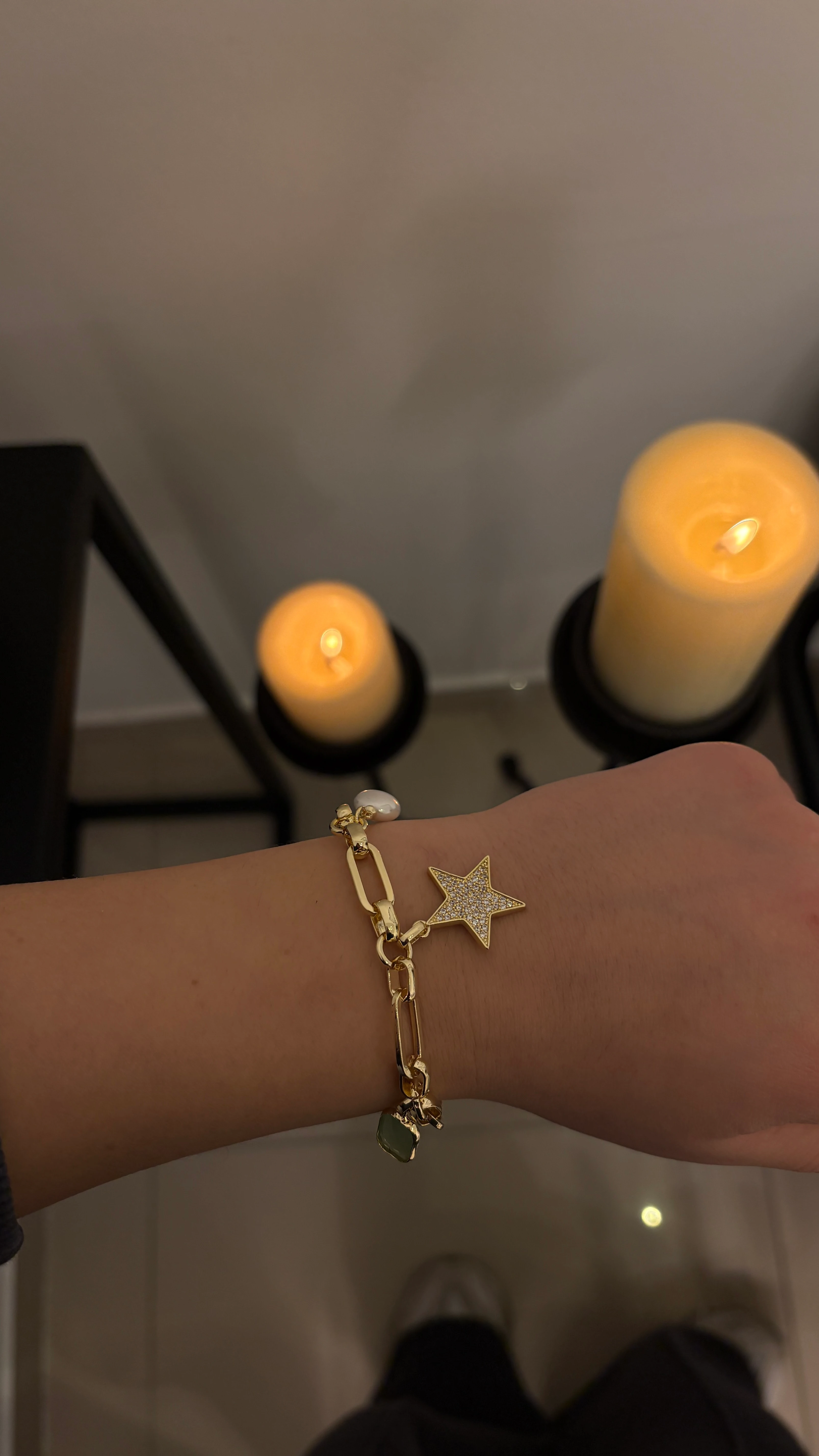 Yıldız Çarmlı Bileklik (altın kaplama)