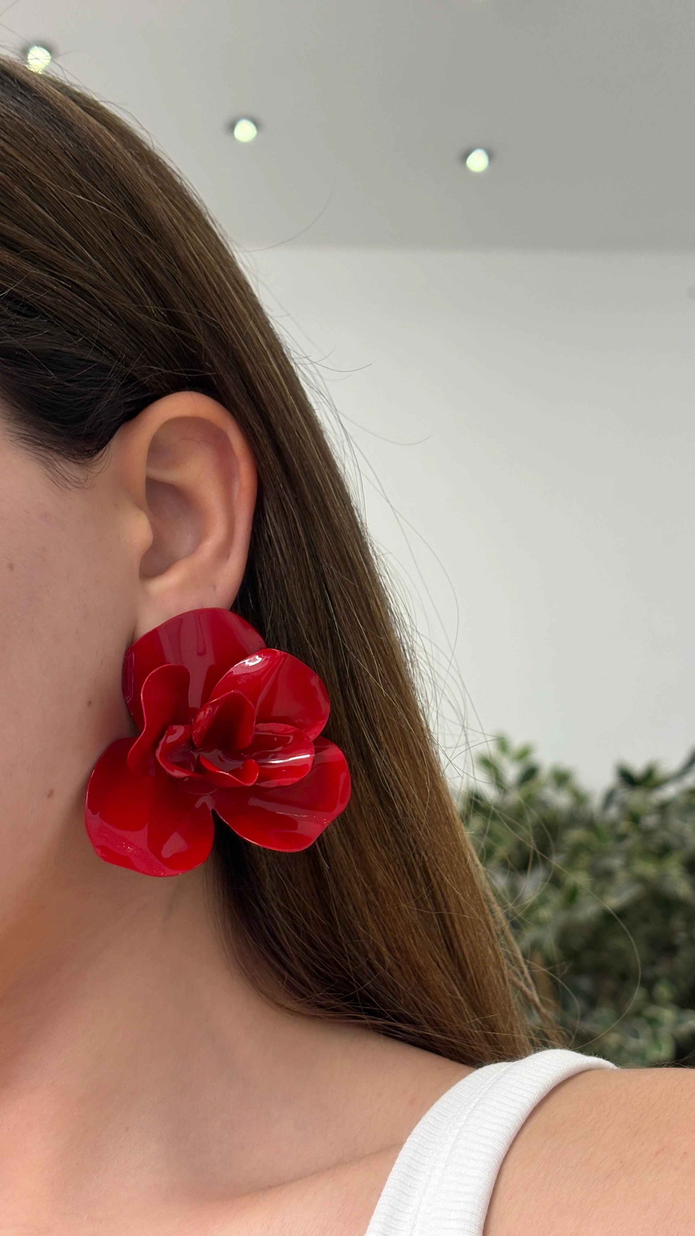 Kırmızı Gül Küpe