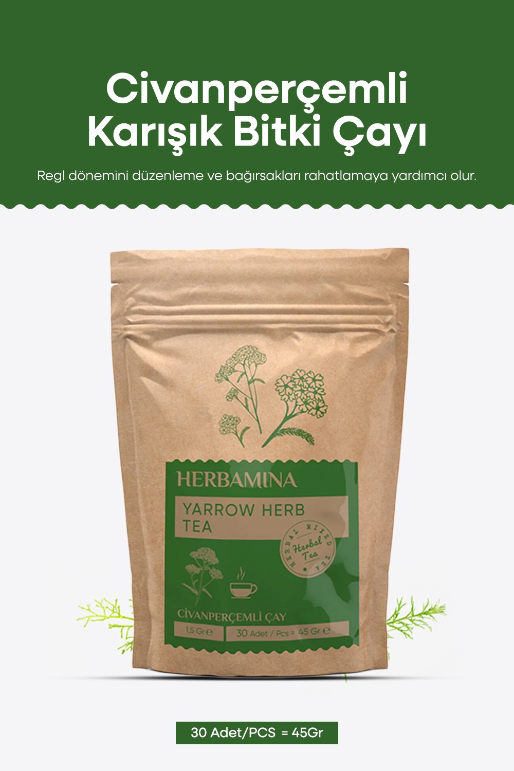 Civanperçemli Karışık Bitki Çayı (YARROW HERB TEA) 1,5grx30 Saşet