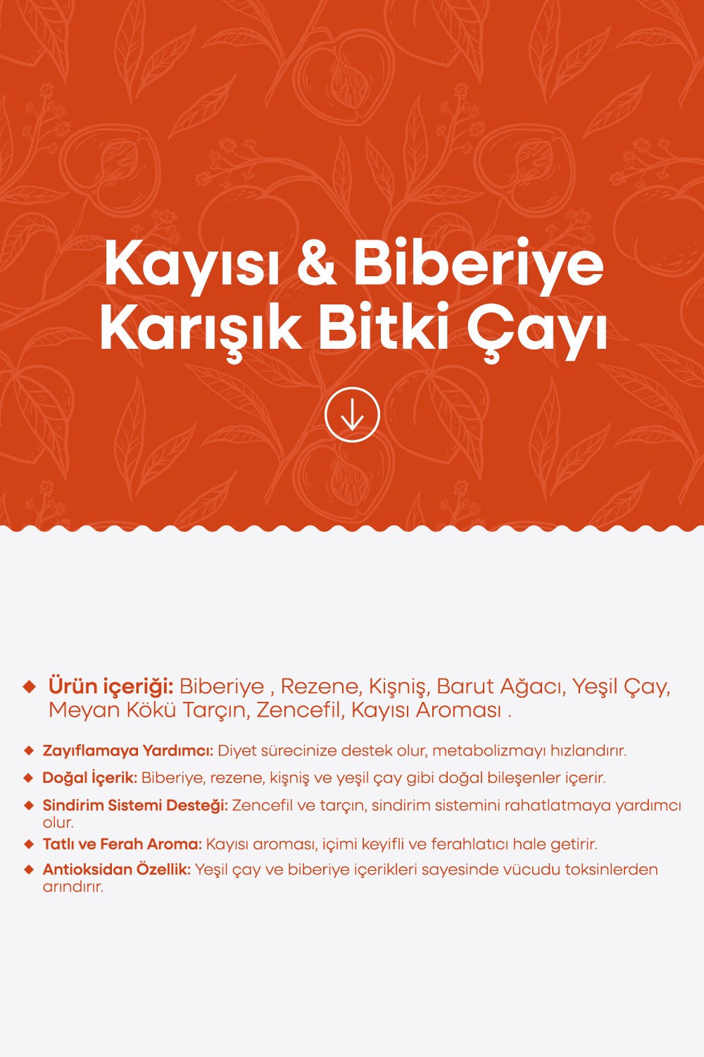 Kayısı & Biberiye Karışık Bitki Çayı (APRİCOT & ROSEMARY TEA) 1,5grx30 Saşet