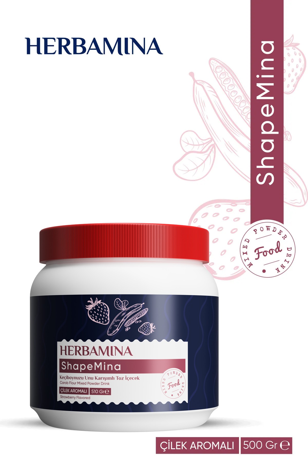 Shapemina Keçiboynuzu Unlu Toz Içecek - Çilek Aromalı