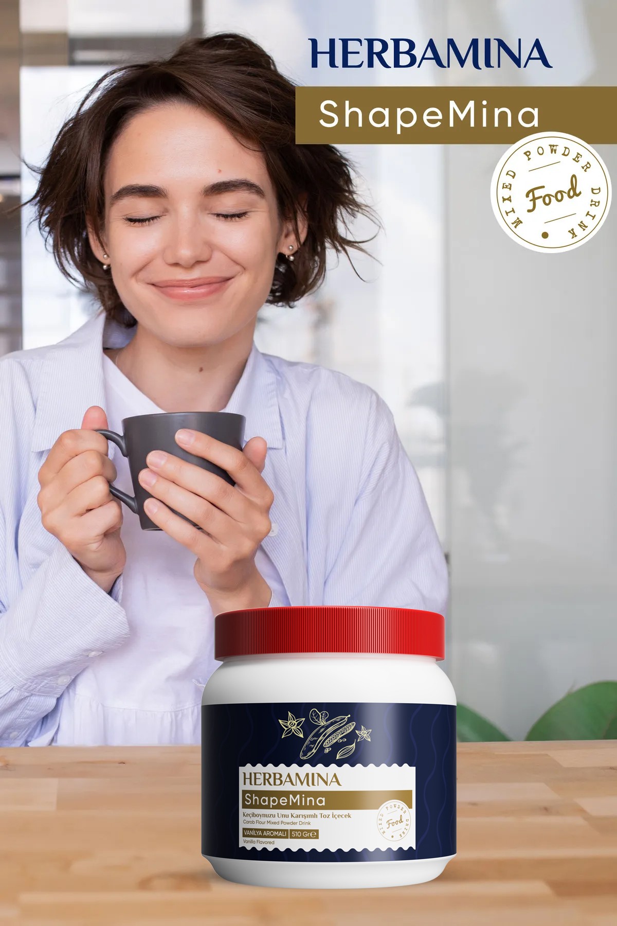 Shapemina Keçiboynuzu Unlu Toz Içecek- Vanilya Aromalı