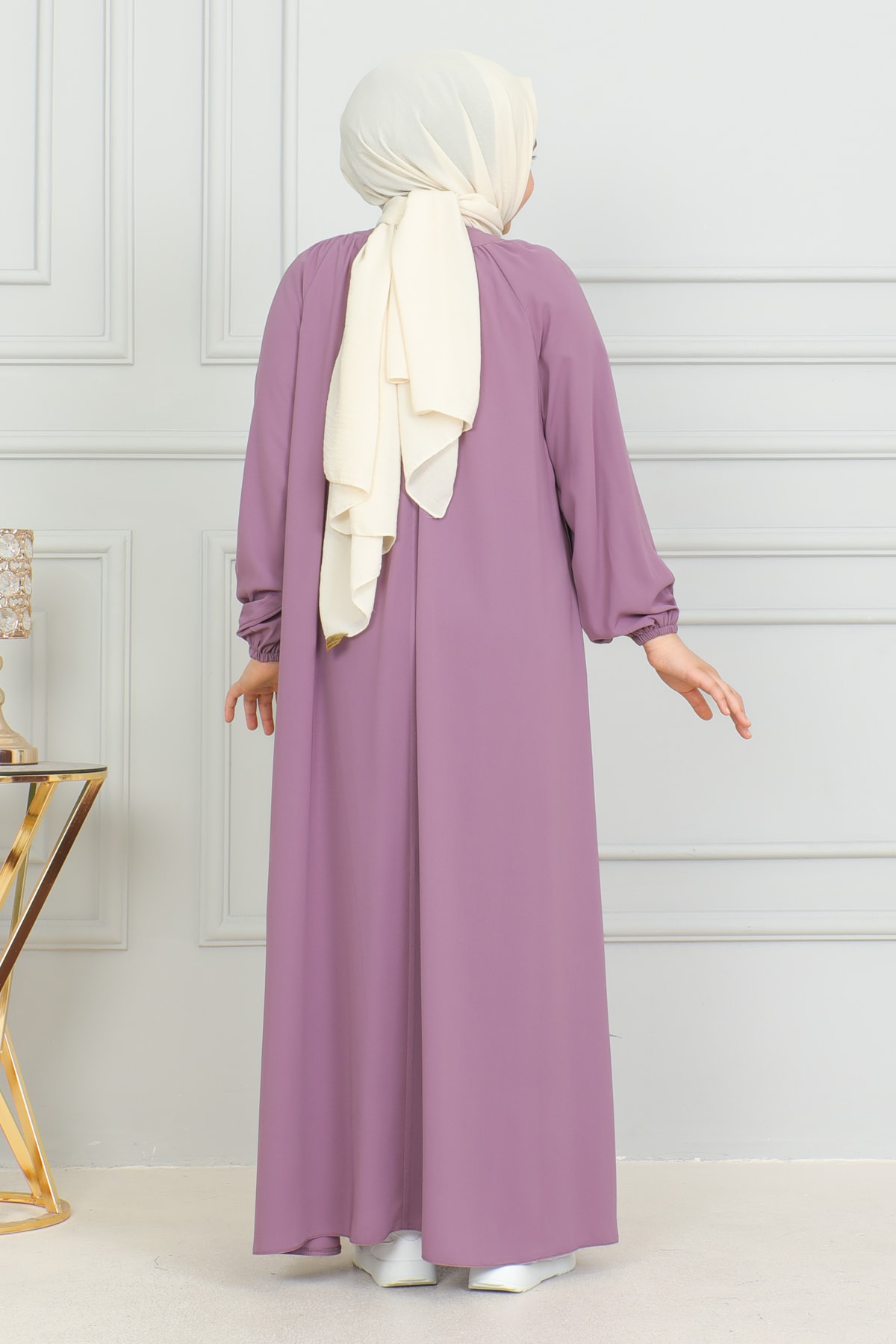 Reglan Kol Büzgülü Çocuk Elbise 4004 & Gülkurusu