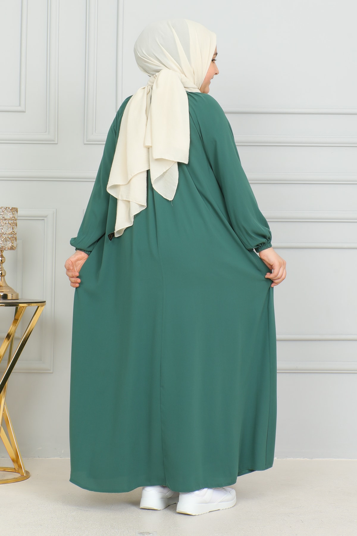 Reglan Kol Büzgülü Çocuk Elbise & Yeşil