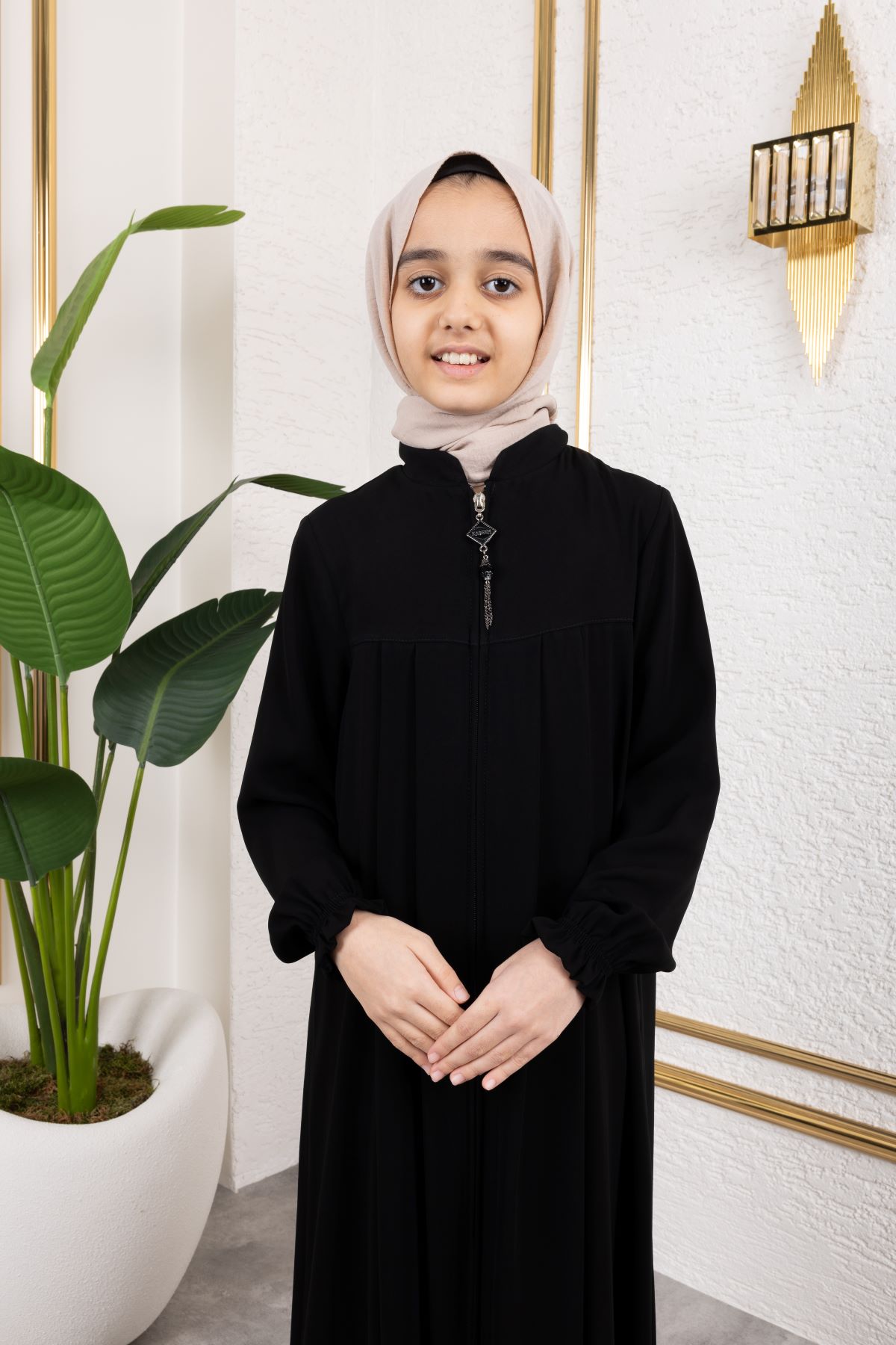 Robalı Pileli Çocuk Ferace 4005 & Siyah