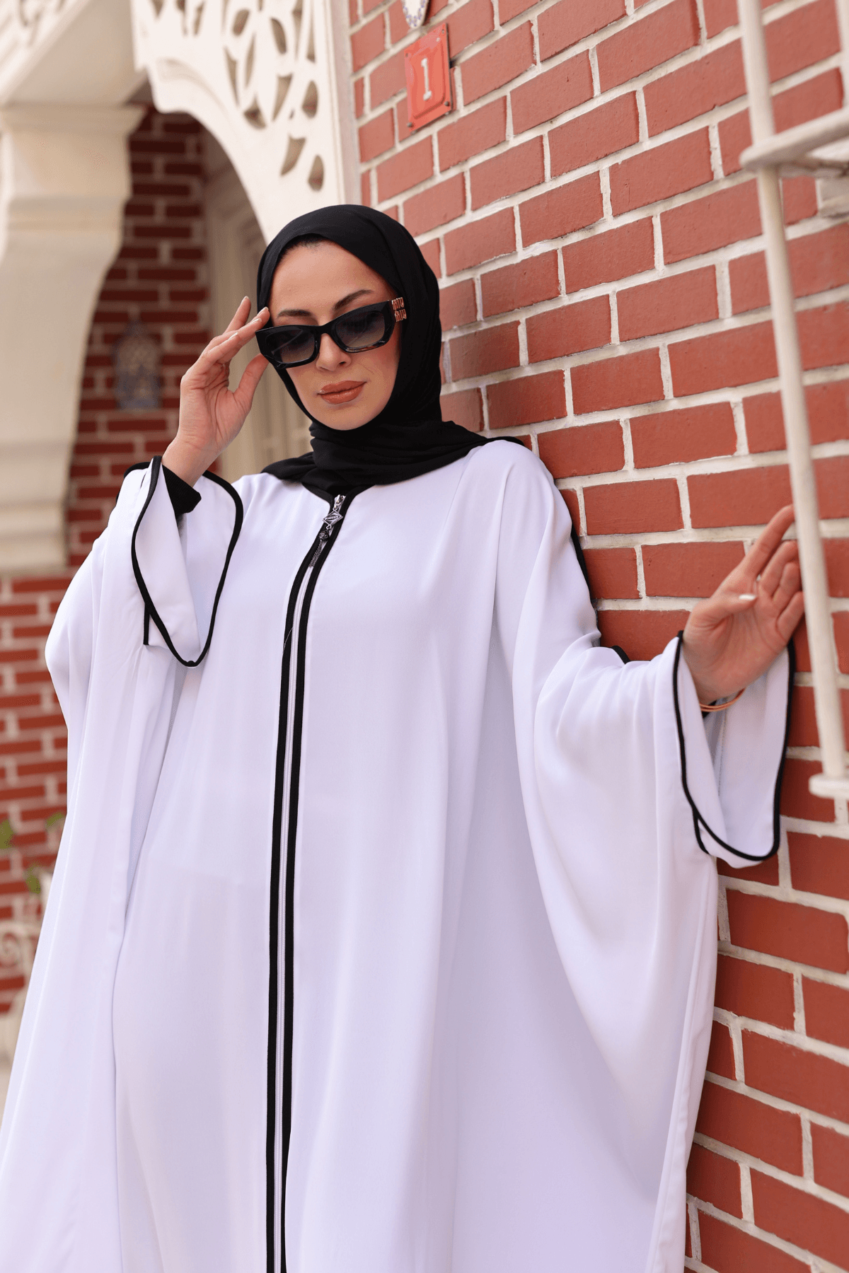 Sultan Abaya Dubai İpeği -1002 - beyaz