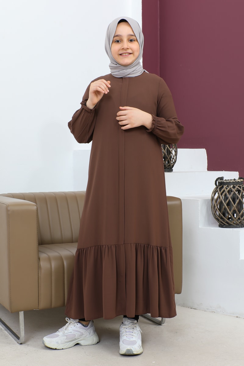 Eteği Büzgülü Çocuk Ferace 4001 & Camel