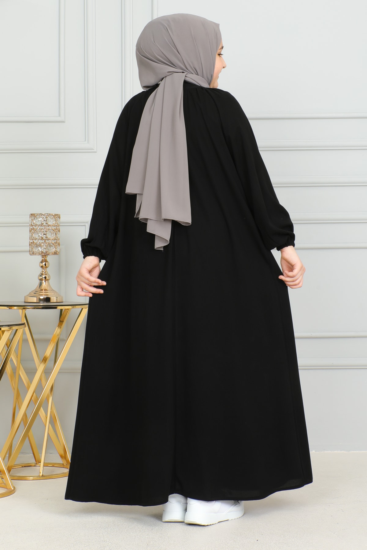 Reglan Kol Büzgülü Çocuk Elbise 4004 & Siyah