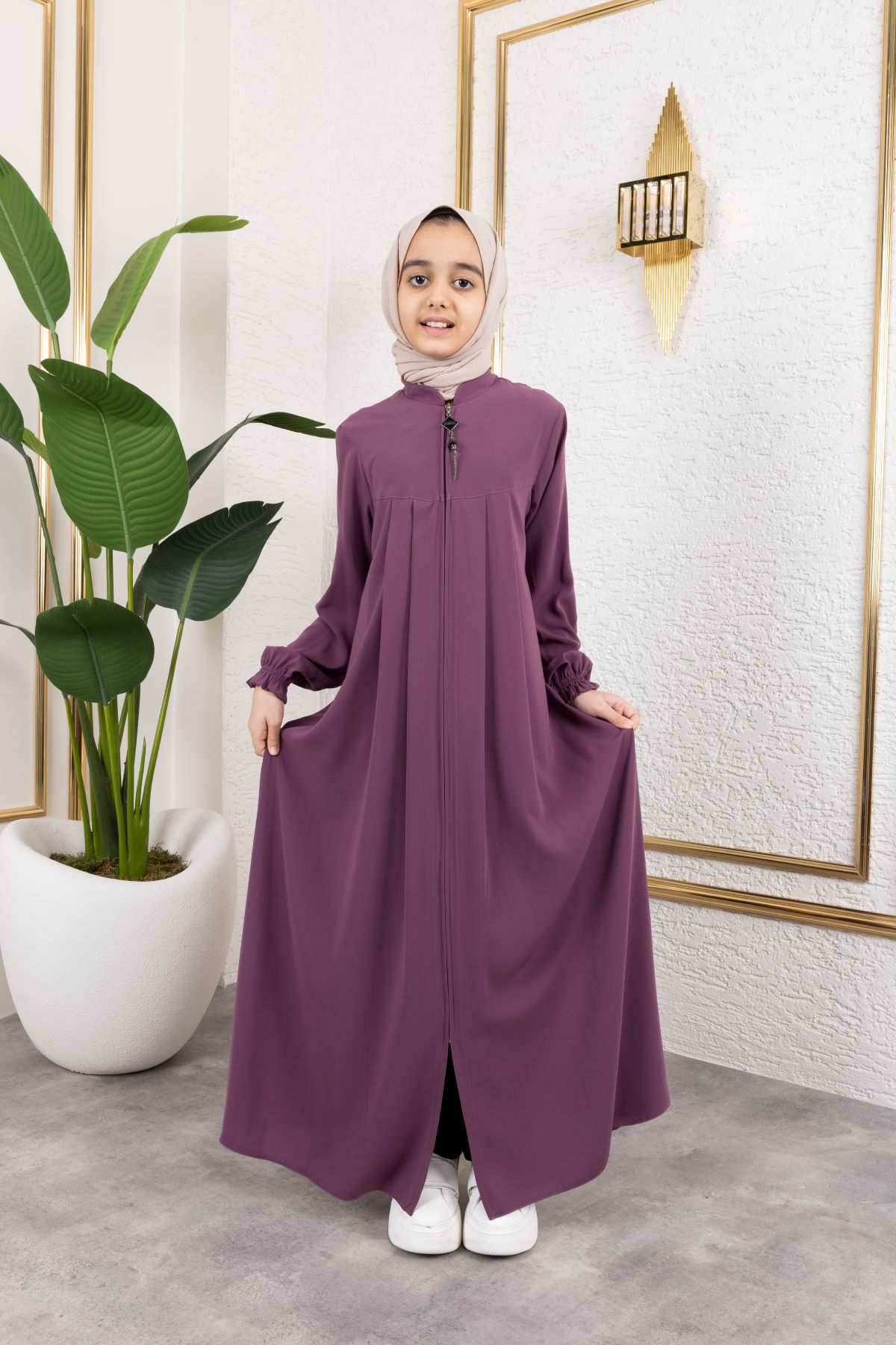 Robalı Pileli Çocuk Ferace 4005 & Gülkurusu