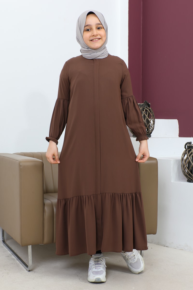 Eteği Büzgülü Çocuk Ferace 4001 & Camel