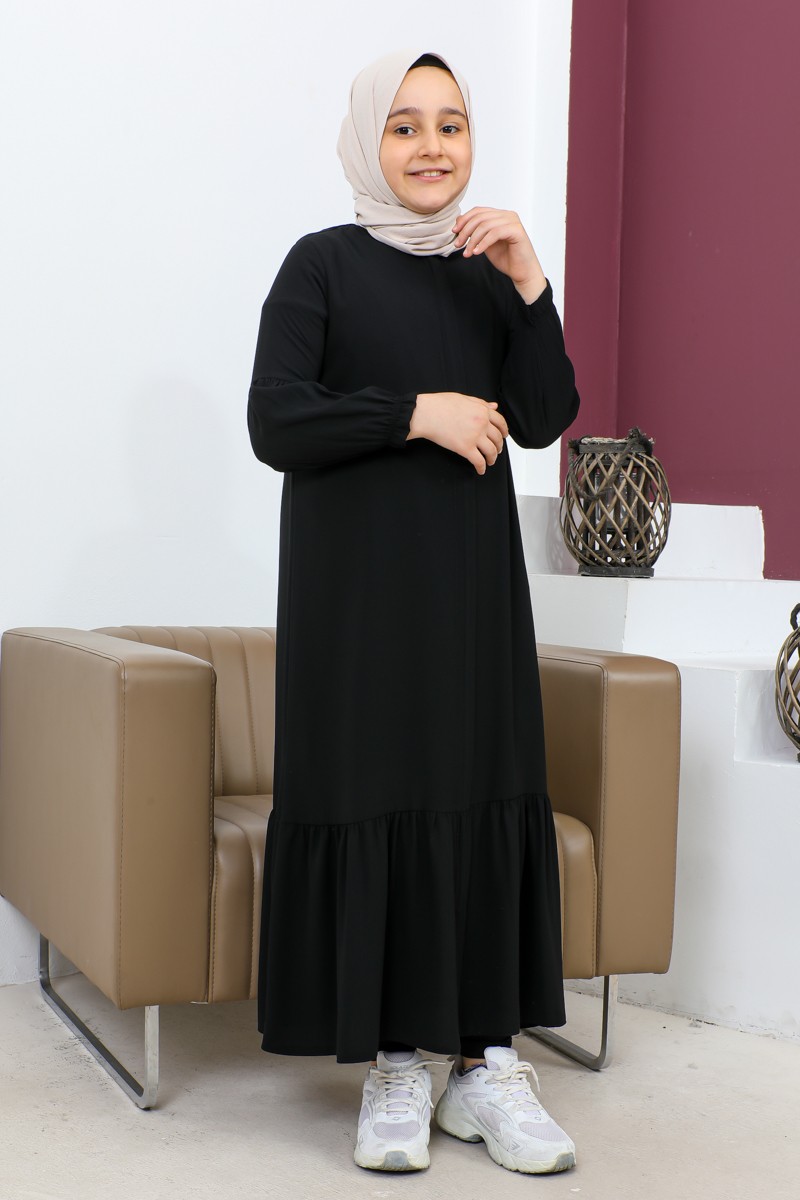 ETEĞİ BÜZGÜLÜ FERACE(ÇOCUK)-Siyah