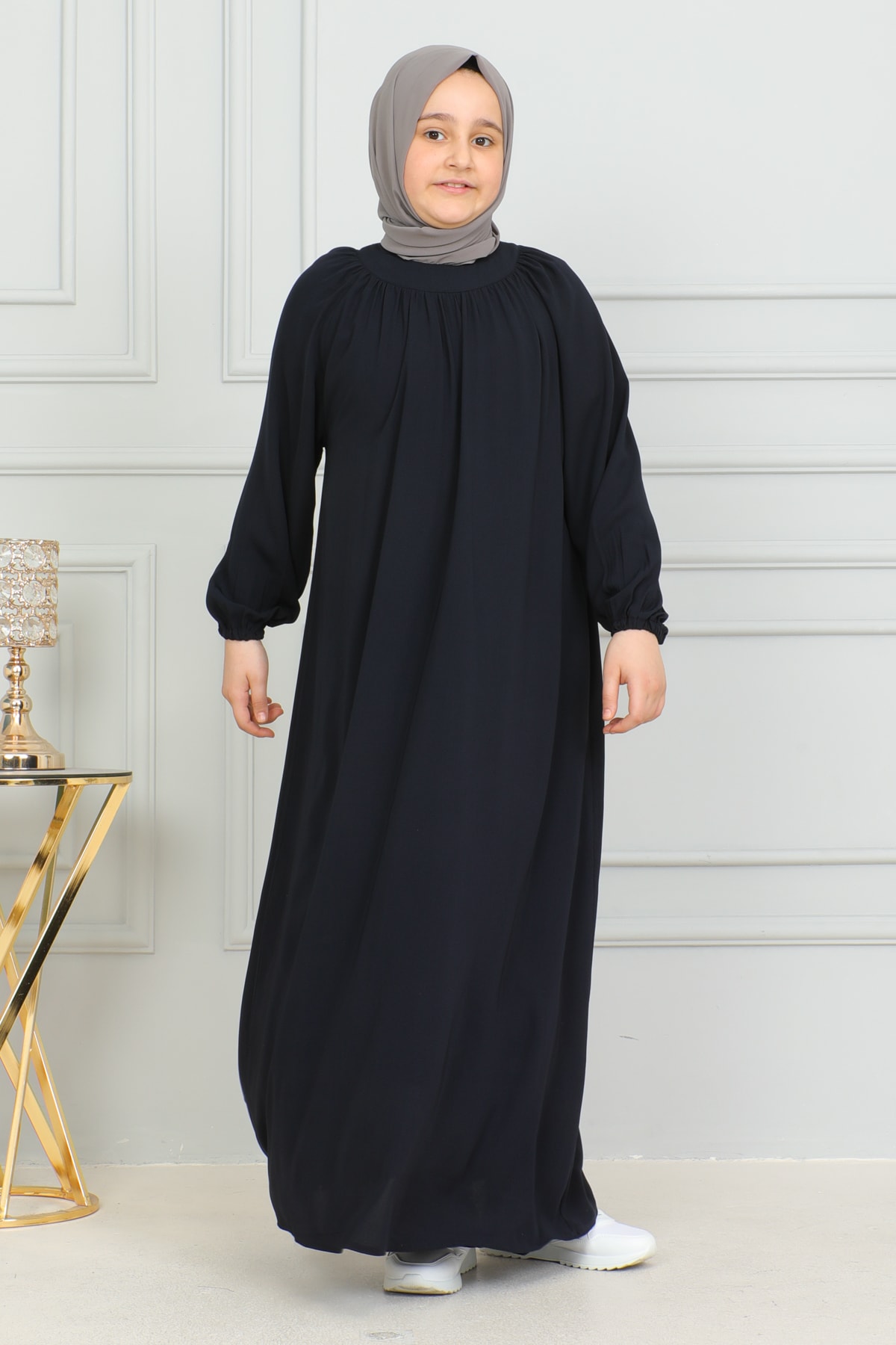 Reglan Kol Büzgülü Çocuk Elbise 4004 & Lacivert