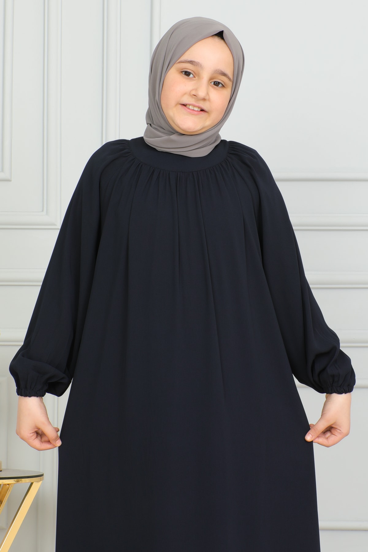 Reglan Kol Büzgülü Çocuk Elbise 4004 & Lacivert